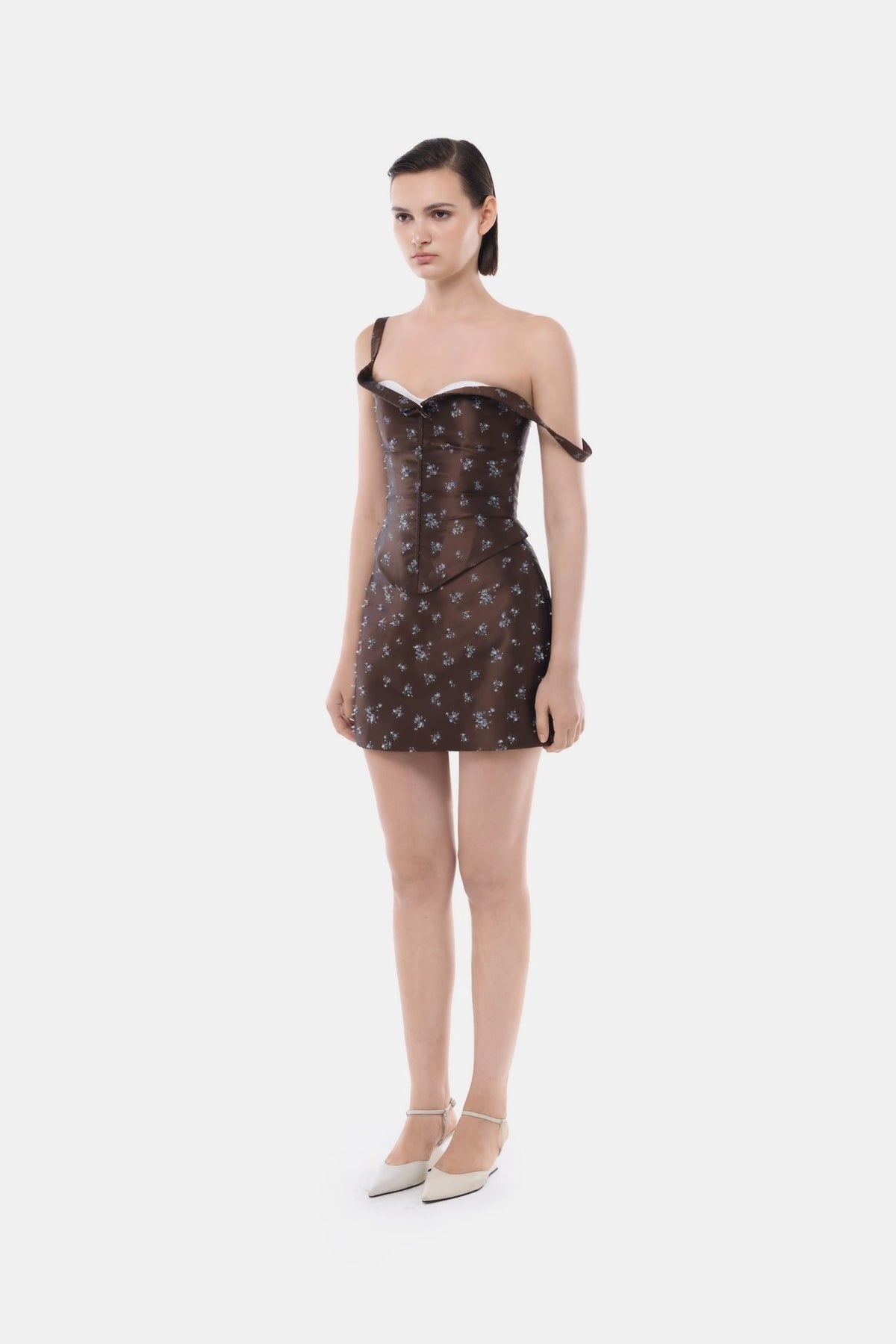 Brown Ditsy Floral Corset Top - Montsand
