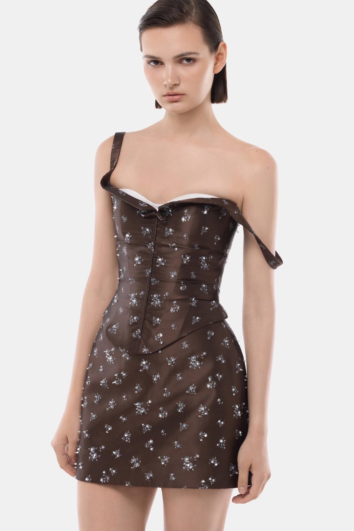 Brown Ditsy Floral Corset Top - Montsand