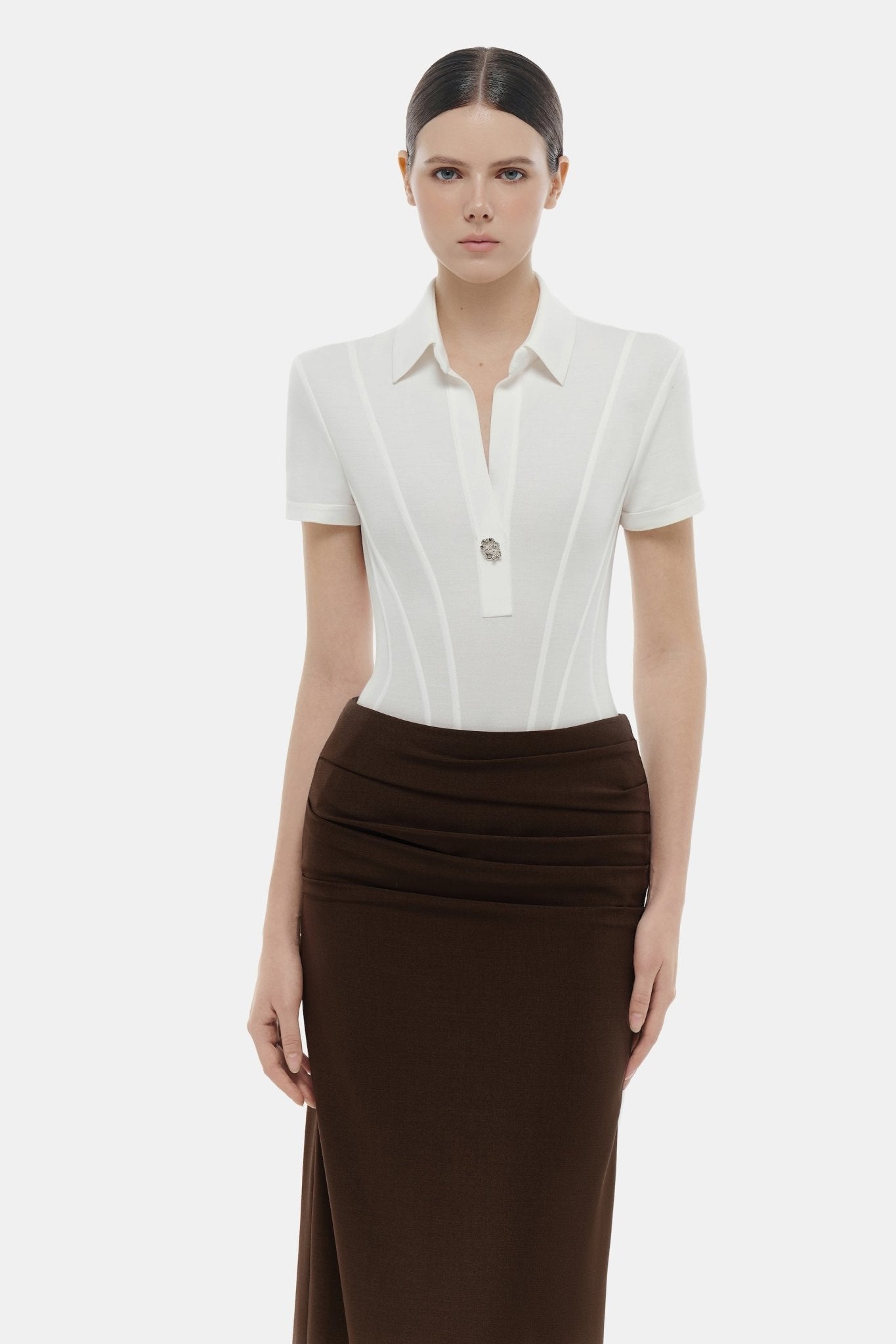 Brown Draped Maxi Skirt Skirts Montsand