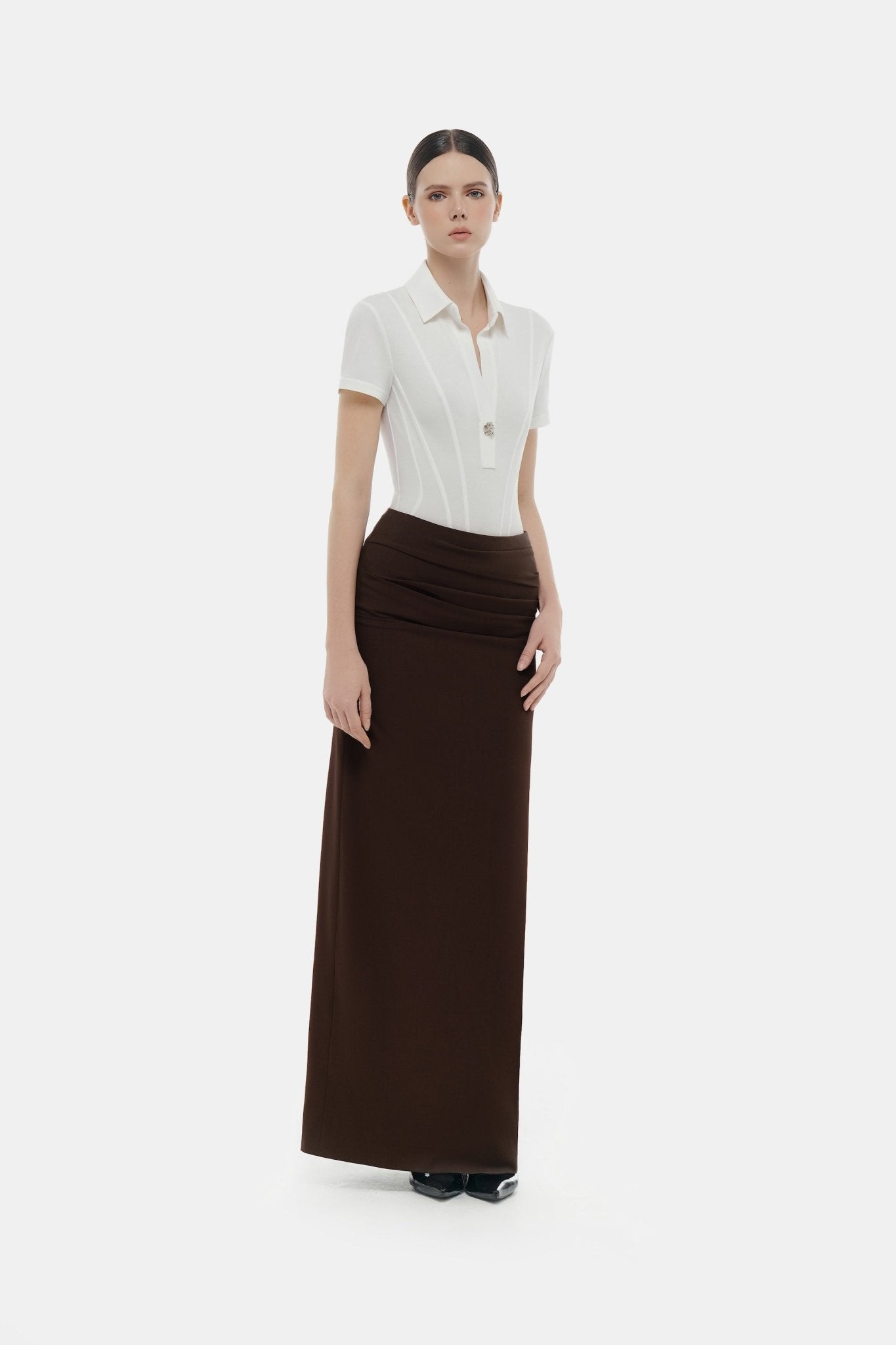 Brown Draped Maxi Skirt Skirts Montsand