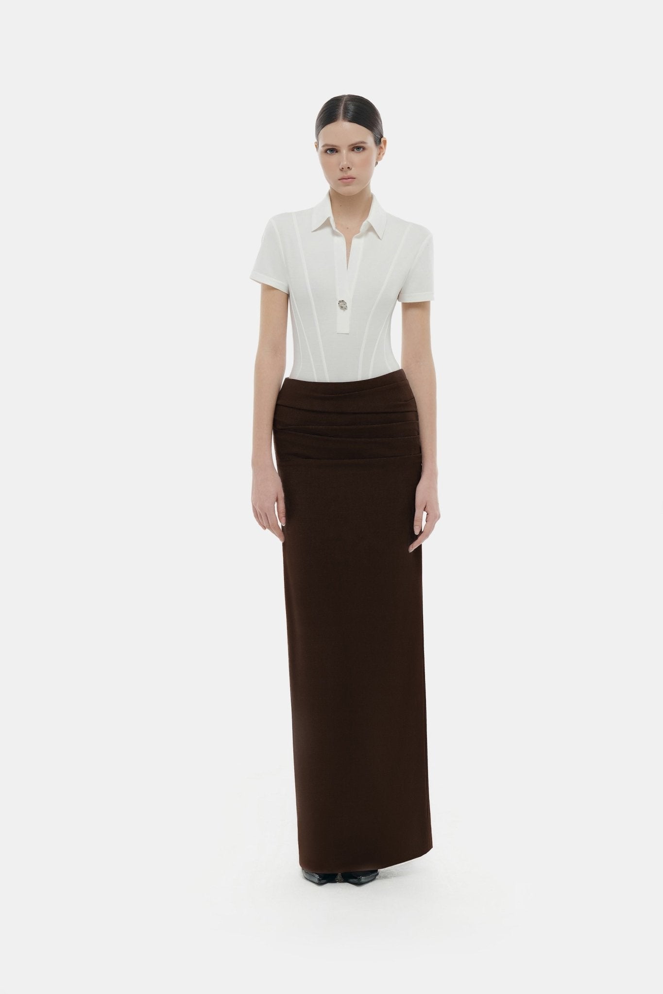 Brown Draped Maxi Skirt Skirts Montsand