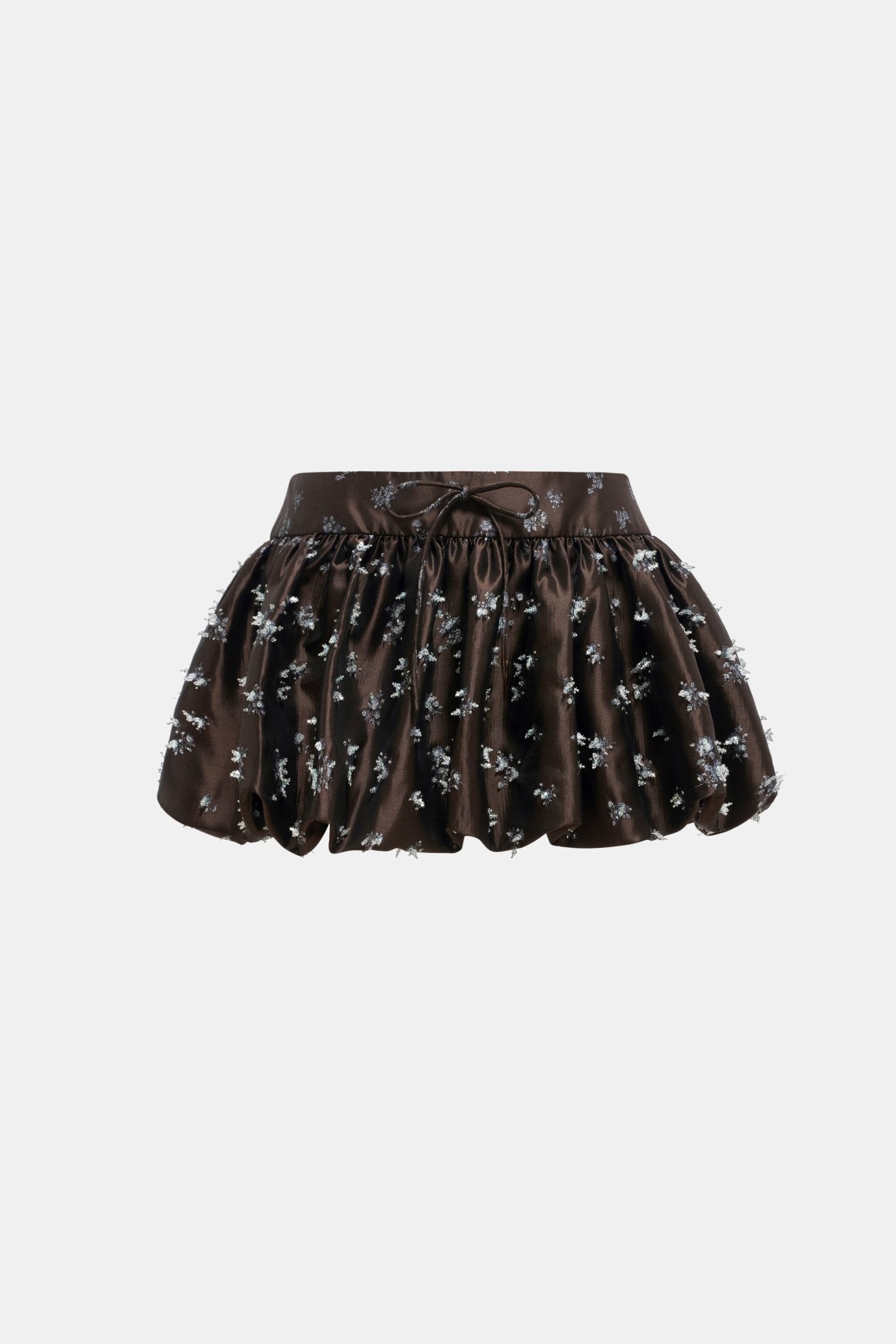 Brown Floral Bubble Mini Skirt - Montsand