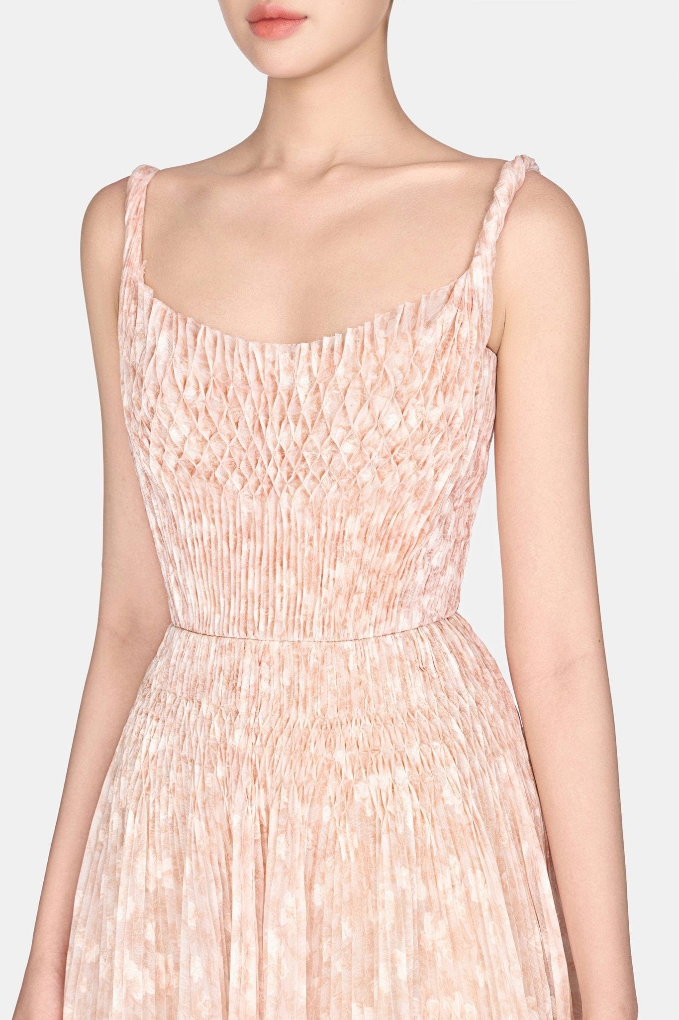 Brown Pleated Maxi Dress - Montsand