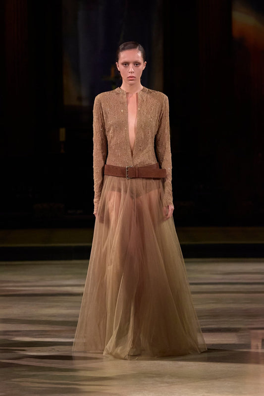 Brown Sheer Maxi Dress - Montsand