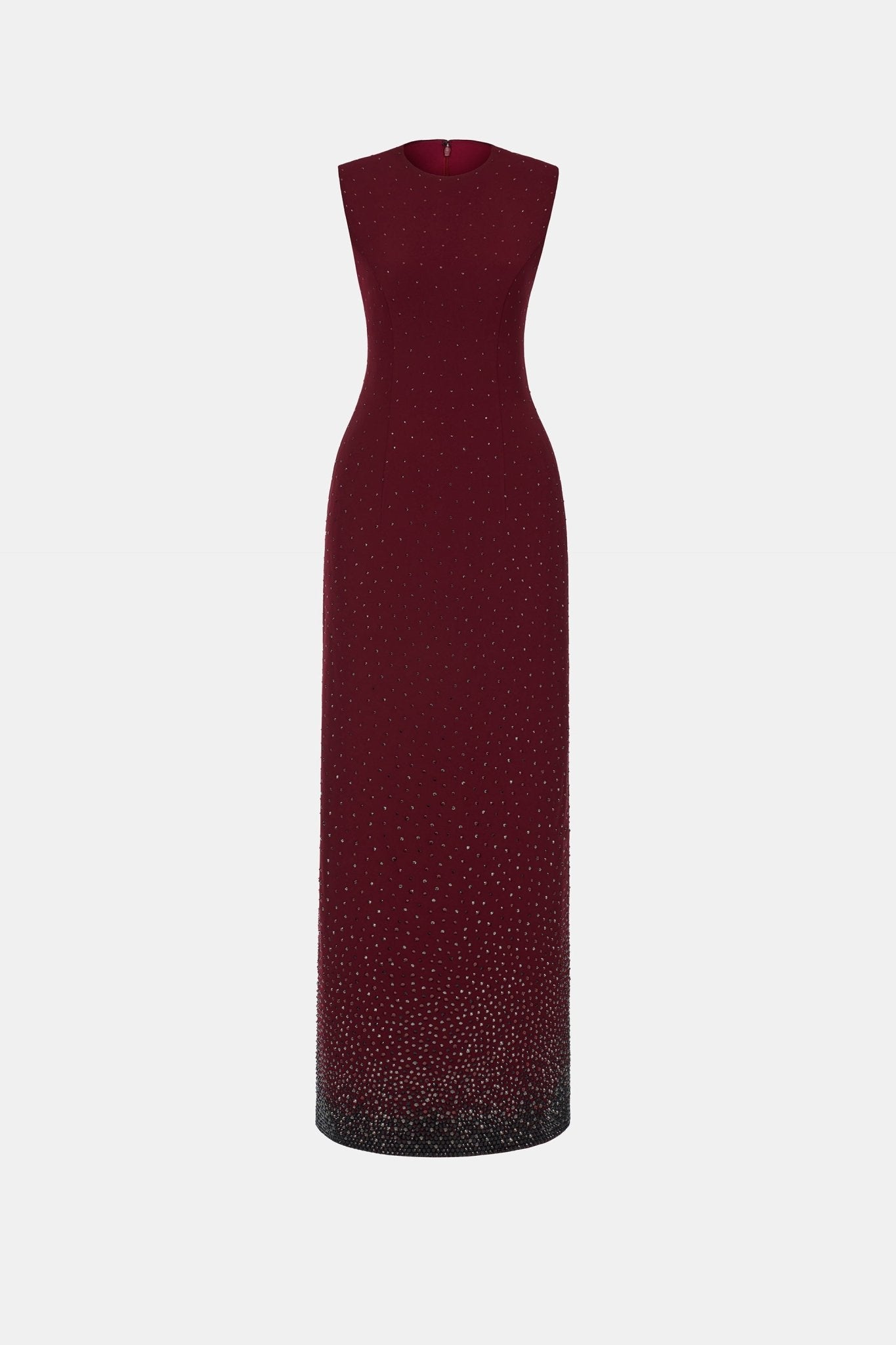 Burgundy Crystal Beaded Maxi Dress - Montsand