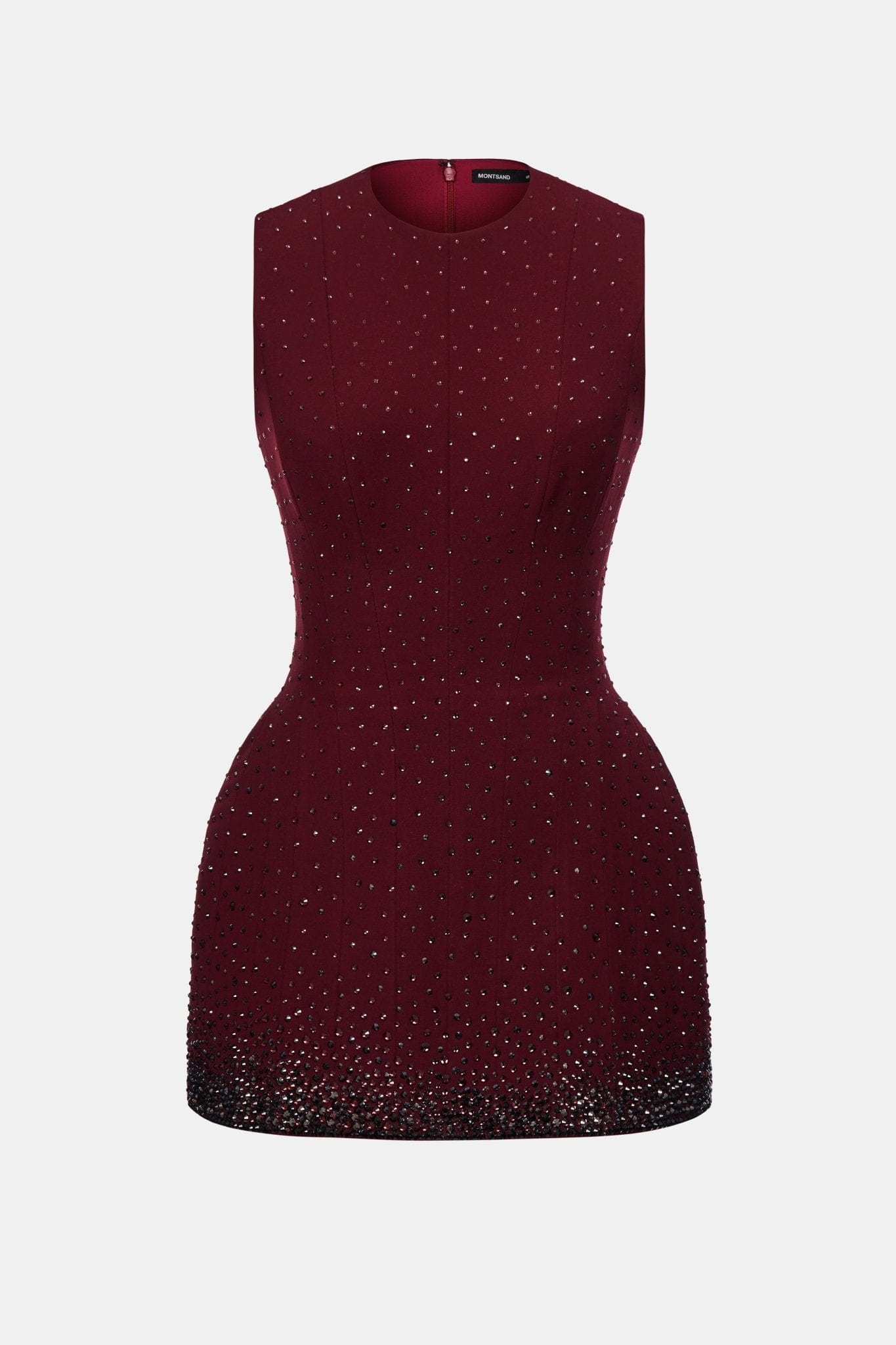 Burgundy Crystal Beaded Mini Dress - Montsand