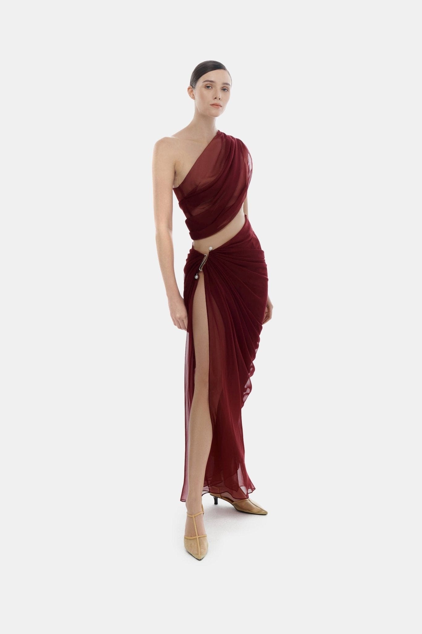Burgundy Draped Skirt - Montsand