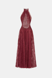 Burgundy Smocked Lace Maxi Dress - Montsand