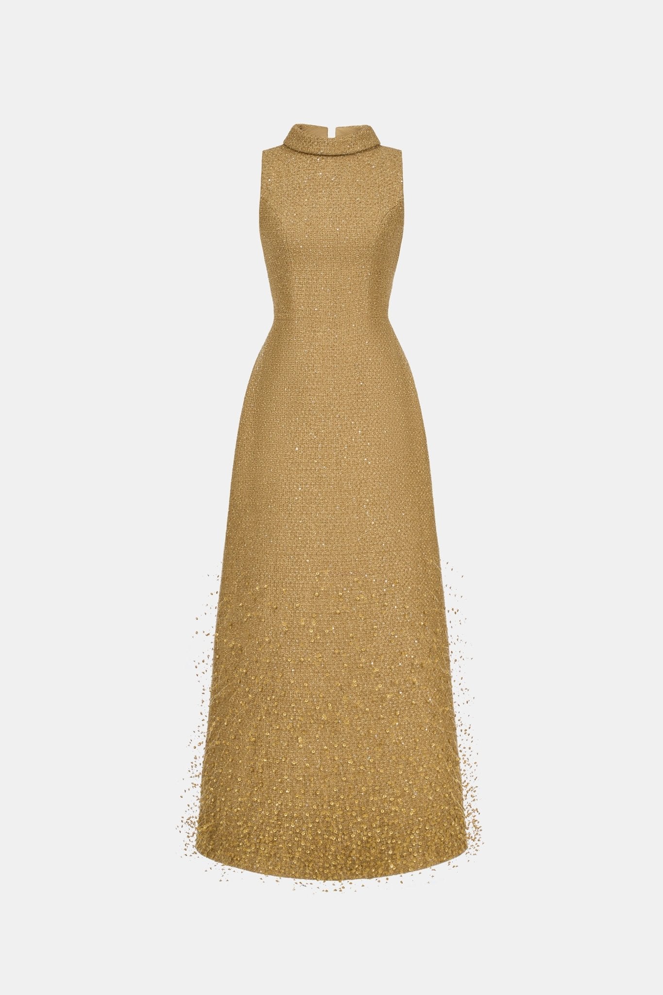 Camel Crystal Beaded Tweed Dress - Montsand
