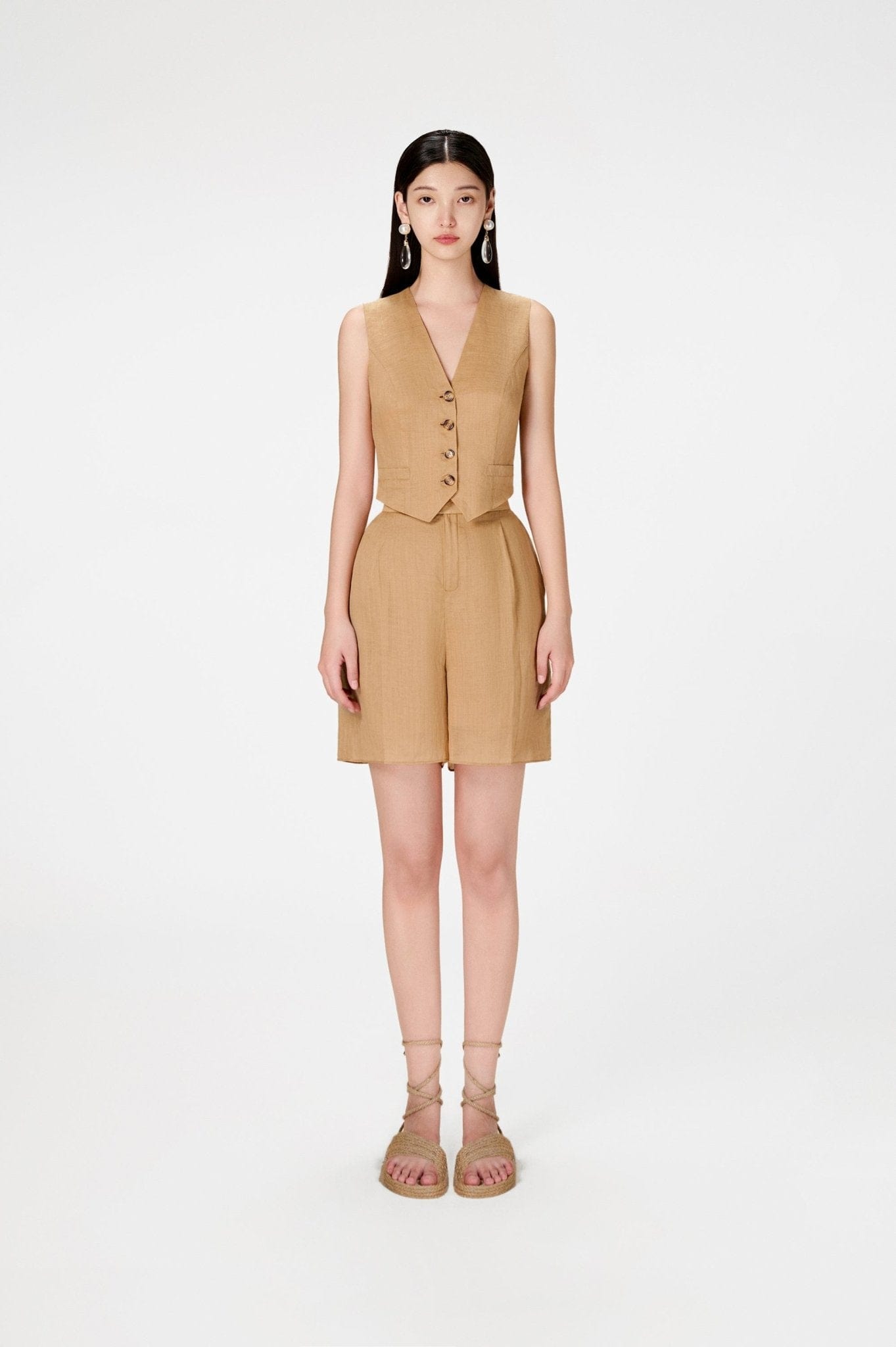 Camel Linen Shorts - Montsand