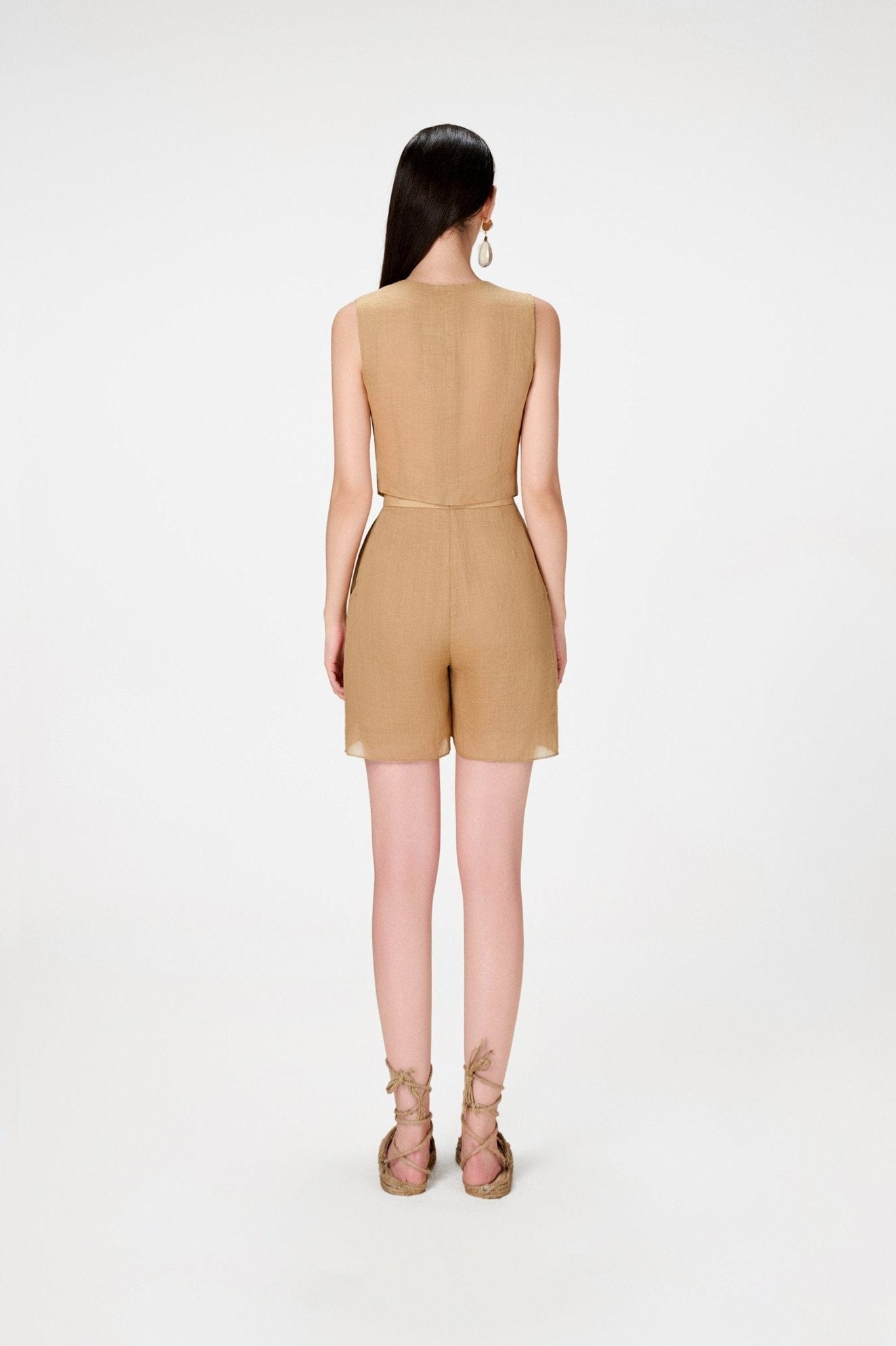 Camel Linen Shorts - Montsand