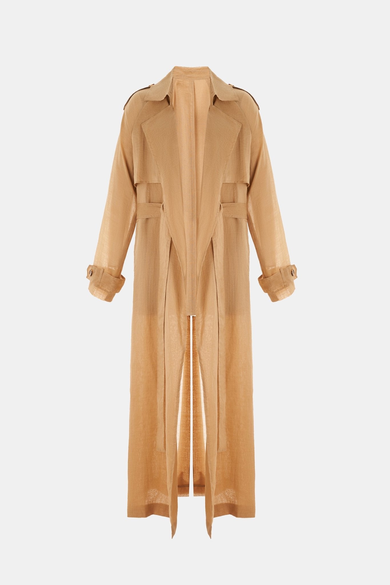 Camel Linen Trench Coat - Montsand