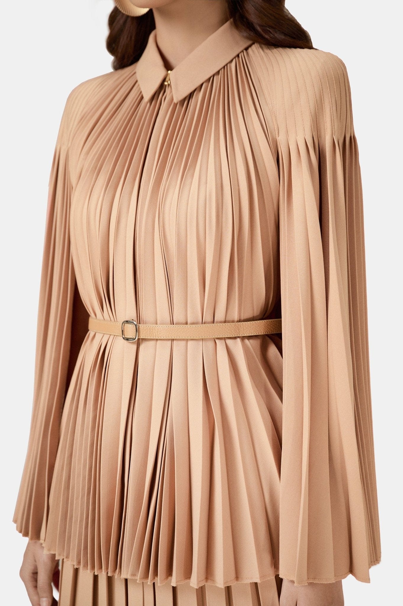 Camel Pleated Cape Jacket - Montsand