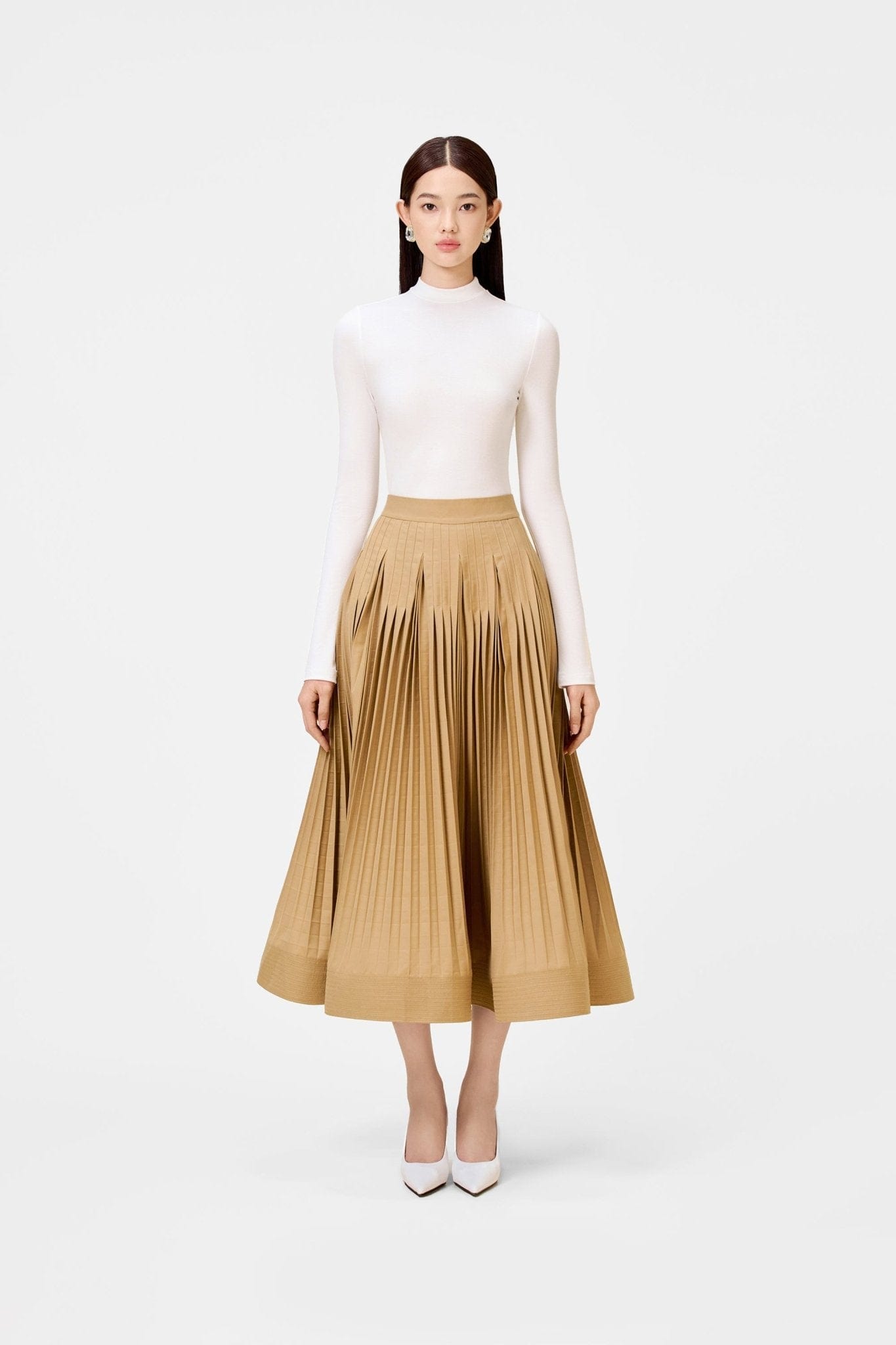 Camel Pleated Skirt - Montsand