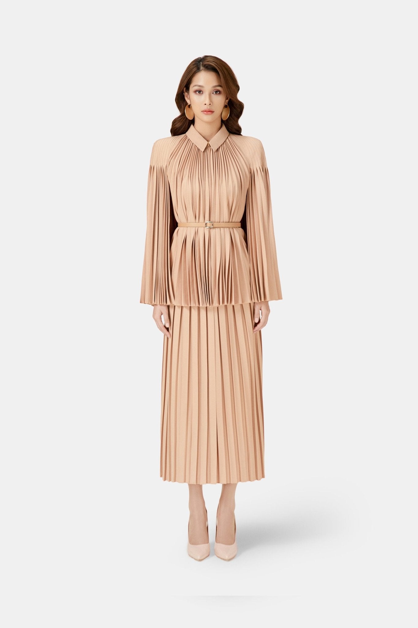 Camel Pleated Skirt - Montsand