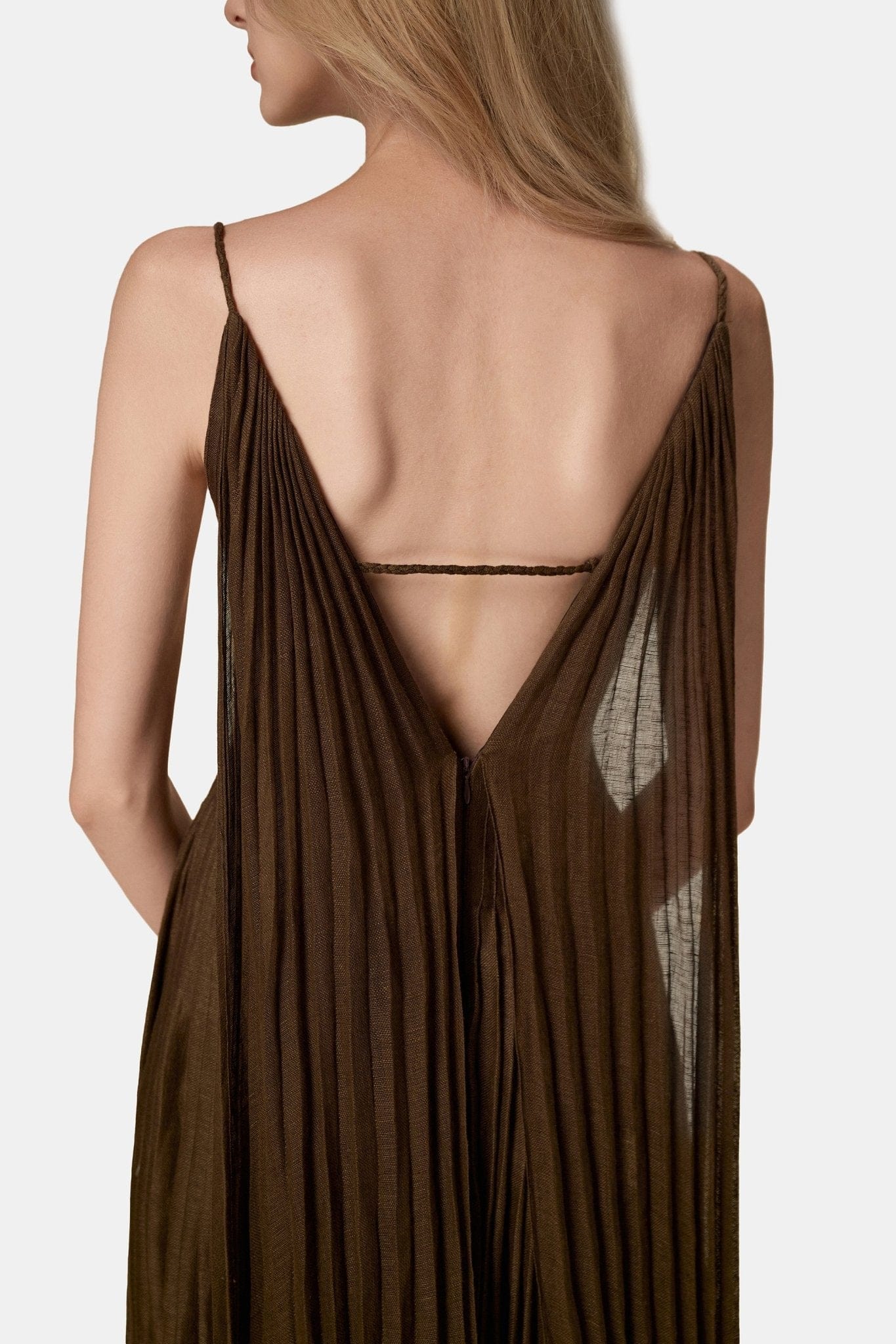 Chocolate Linen Maxi Dress - Montsand