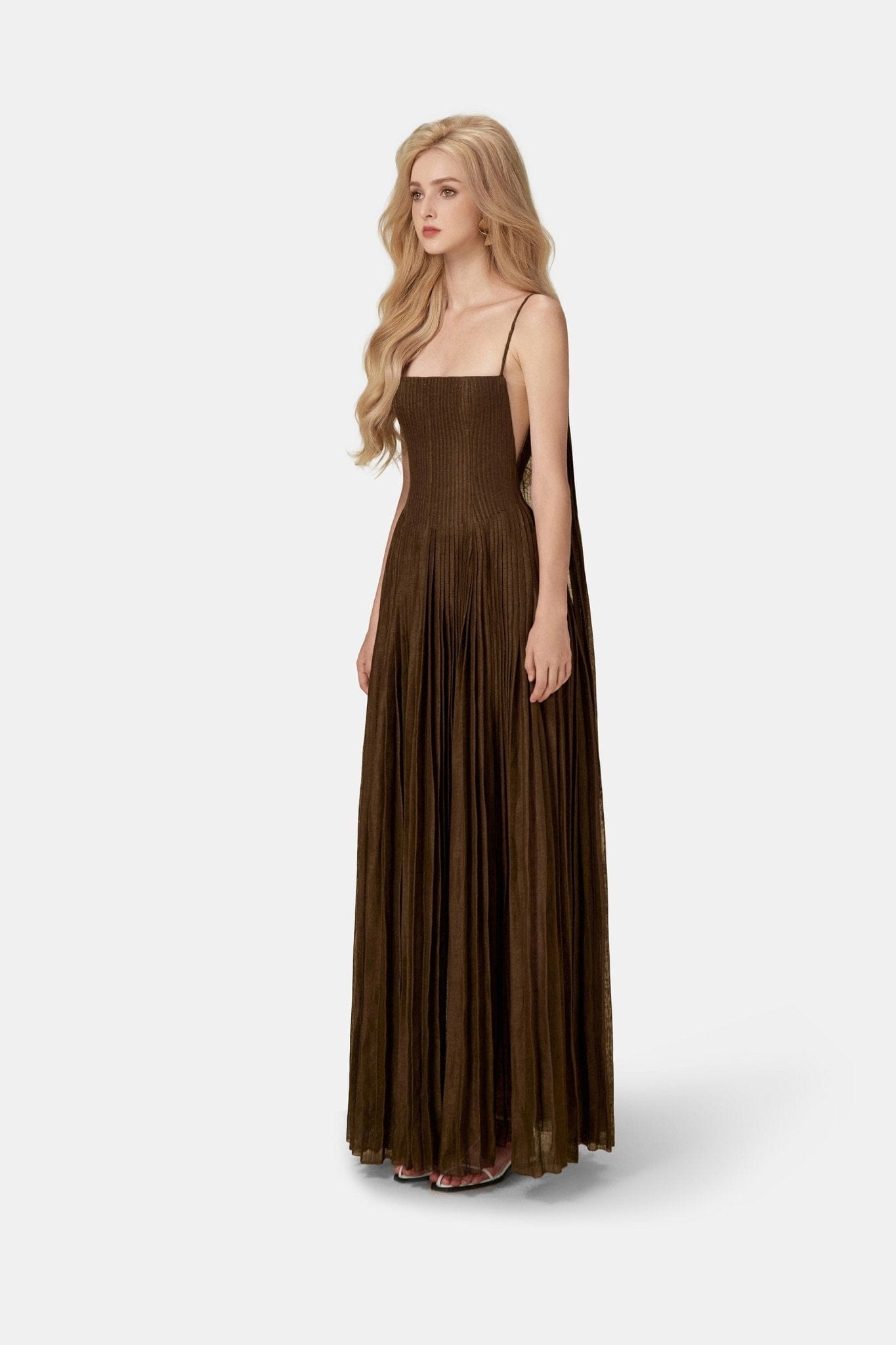 Chocolate Linen Maxi Dress M Chocolate Linen Maxi Dress M