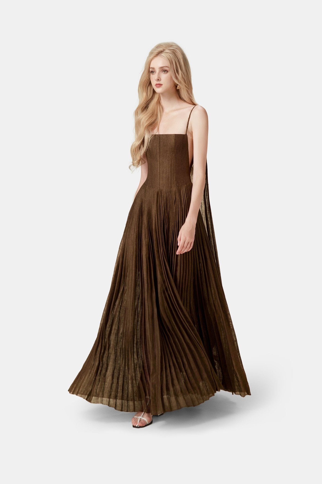 Chocolate Linen Maxi Dress M Chocolate Linen Maxi Dress M