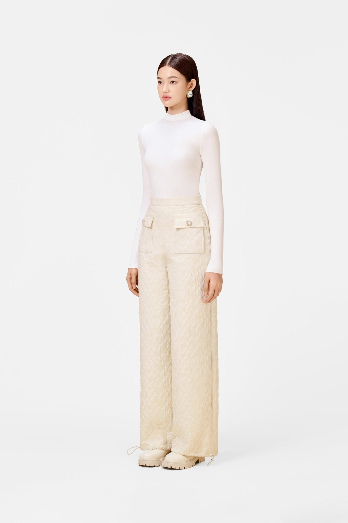 Cream Quilted Trousers - Montsand