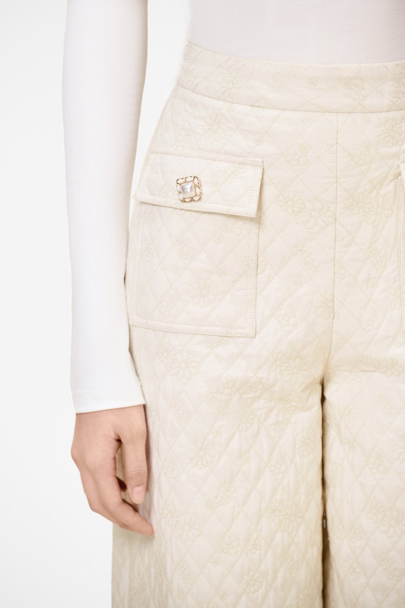 Cream Quilted Trousers - Montsand