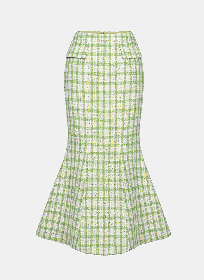 Olive Gingham Mermaid Skirt