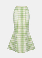 Olive Gingham Mermaid Skirt