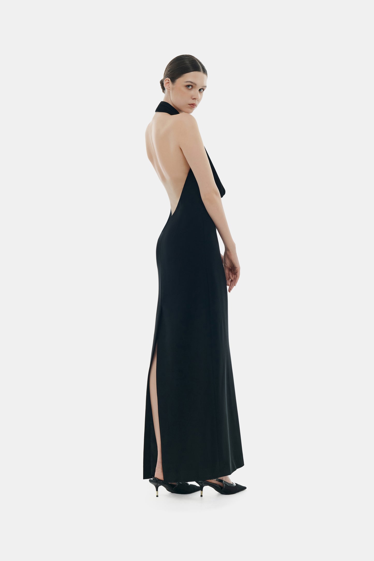 Black Cowl-neck Maxi Dress