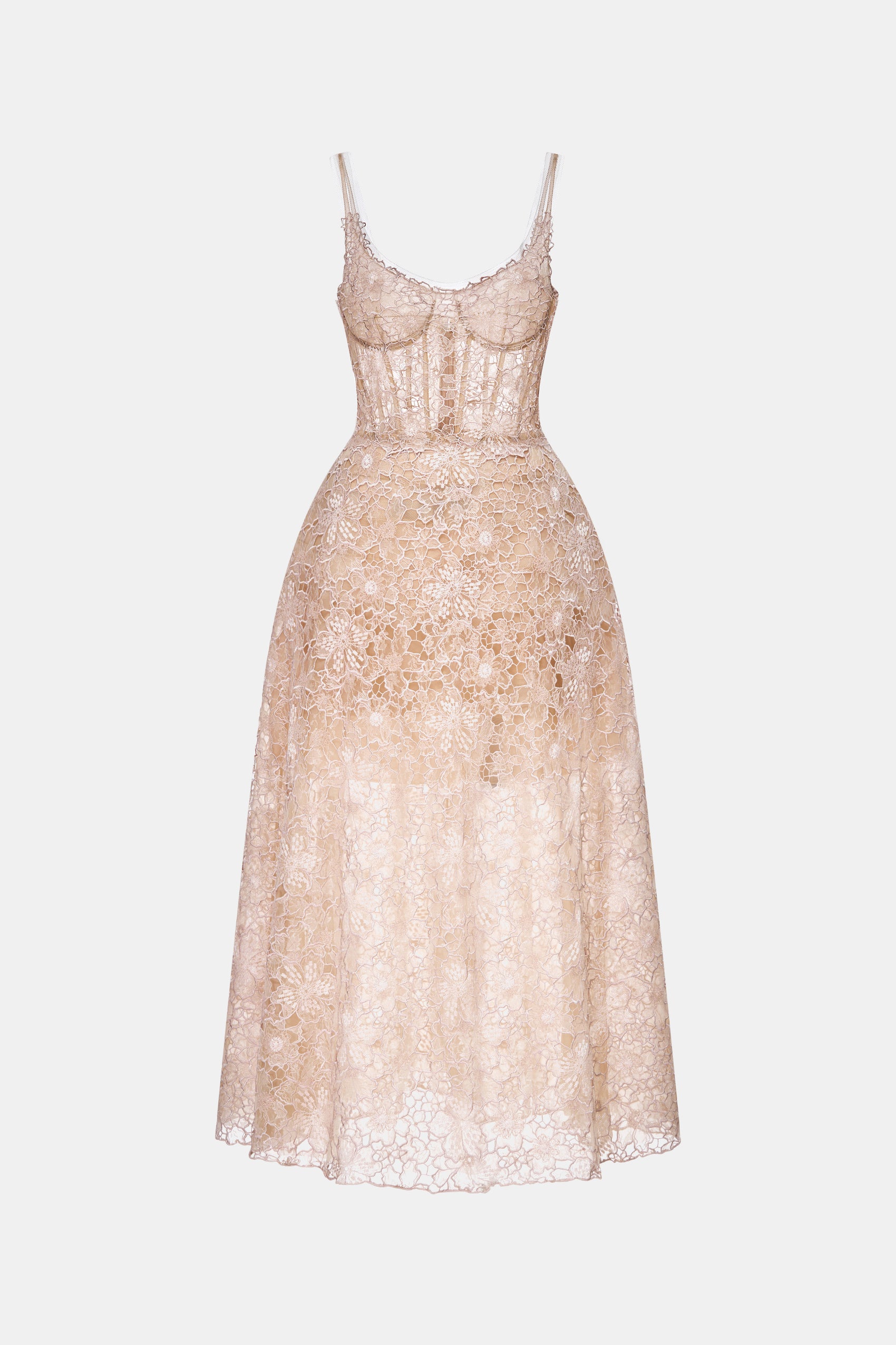 Pink Flower Lace Maxi Dress