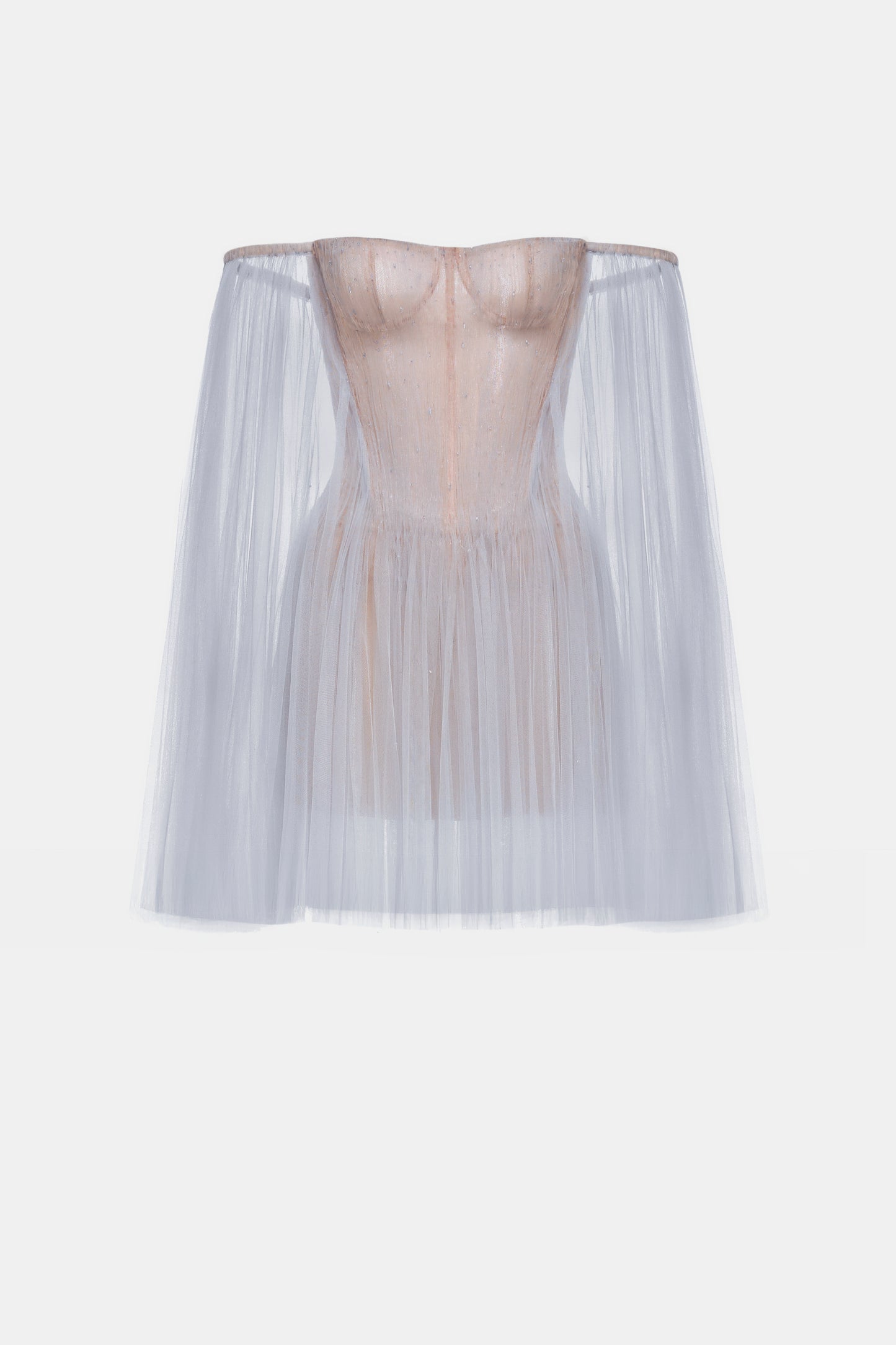 Blue Tulle Off-shoulder Mini Dress