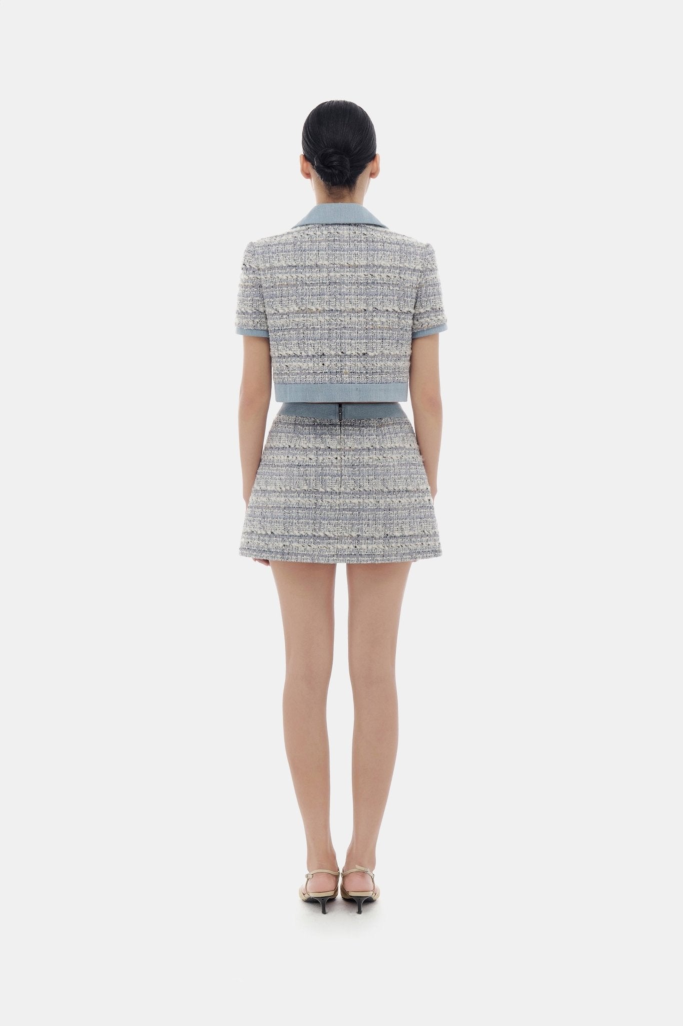 Denim Blue Tweed Croptop Jacket - Montsand