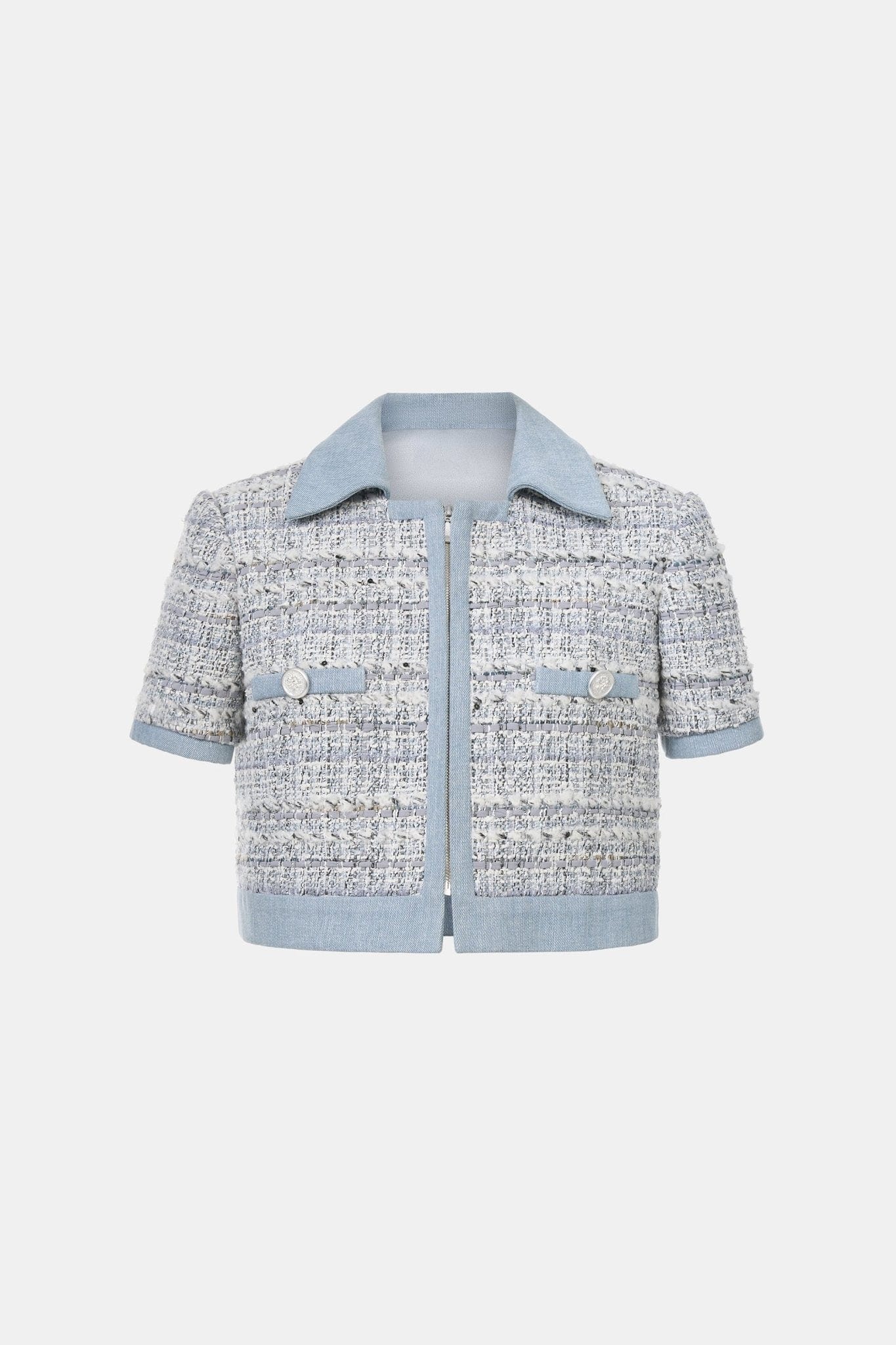 Denim Blue Tweed Croptop Jacket - Montsand