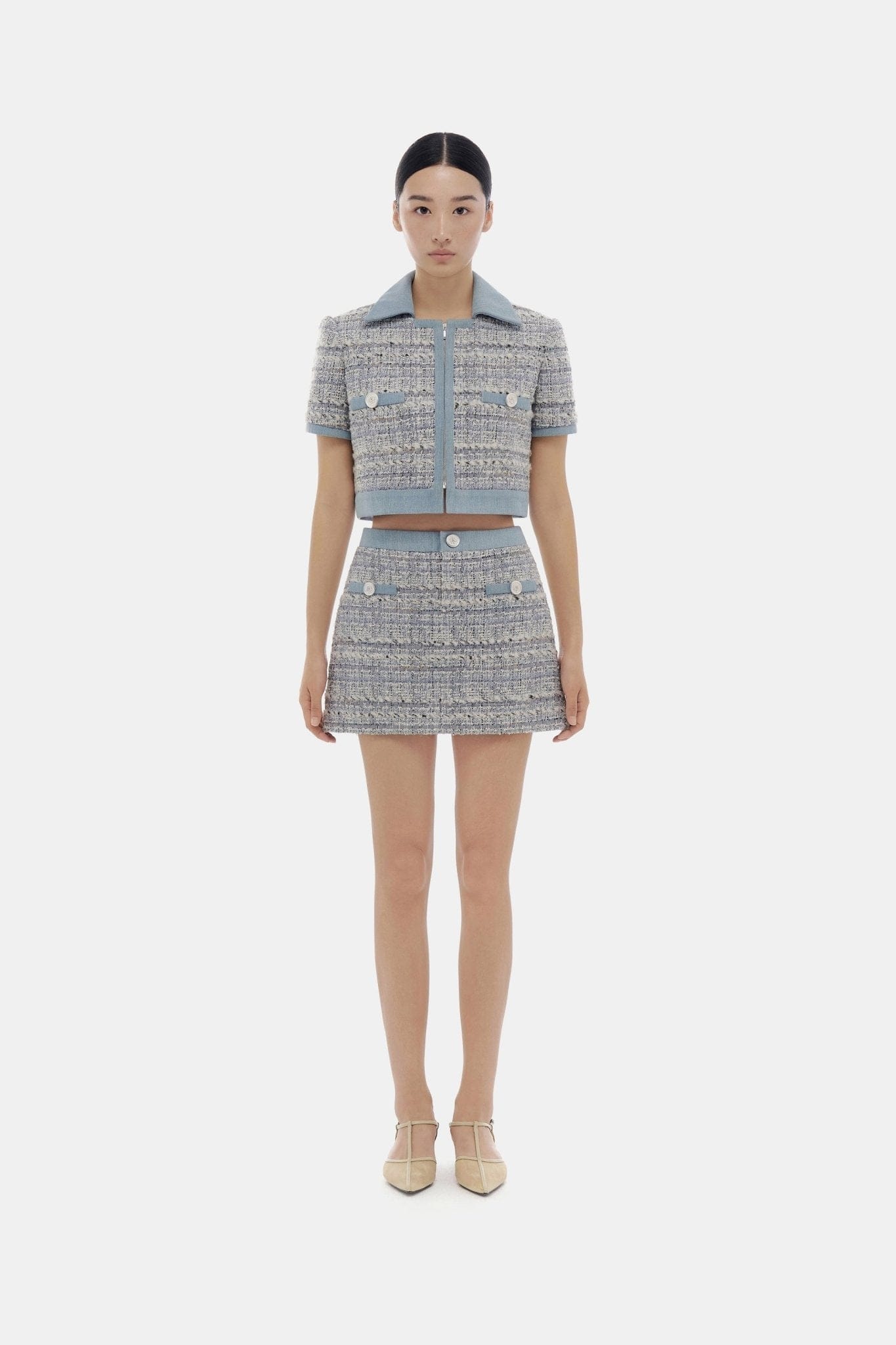 Denim Blue Tweed Skirt - Montsand