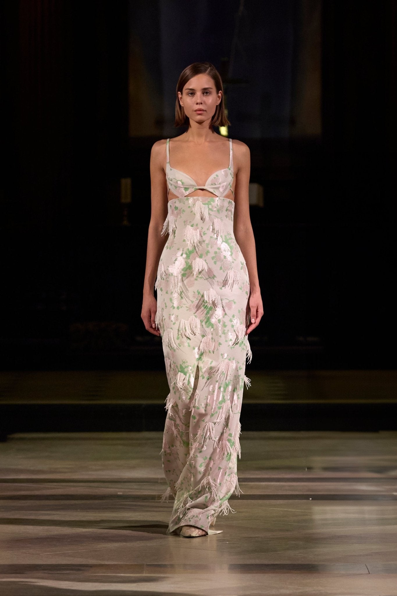 Floral Cutout Fringe Maxi Dress - Montsand