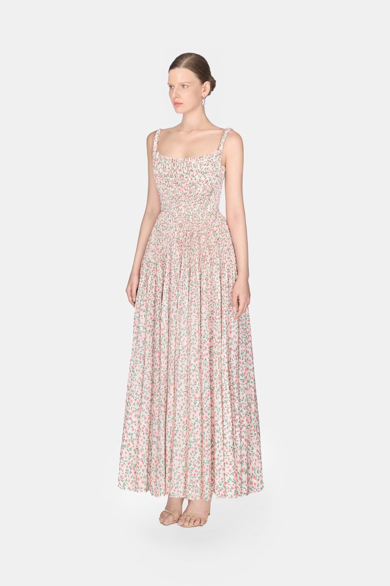 print pleated loose dress Printed, pleated dress Pink For Women