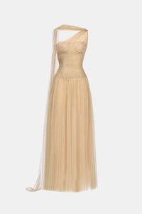 Gold Draped Maxi Dress - Montsand