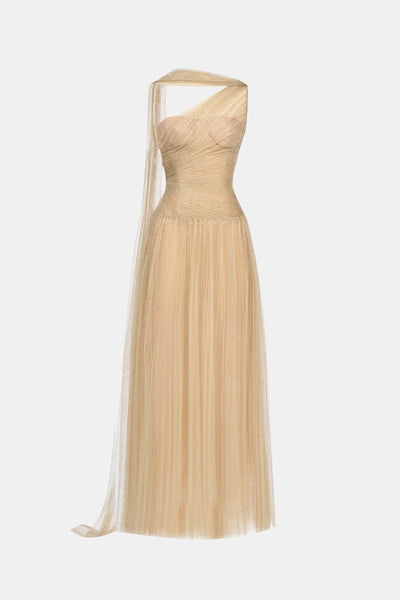 Gold Draped Maxi Dress XL