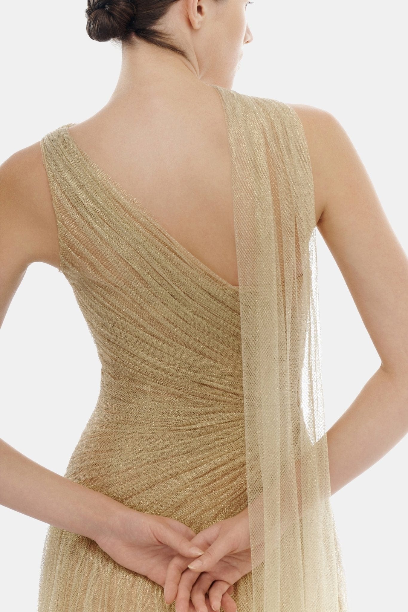 Gold Draped Maxi Dress - Montsand