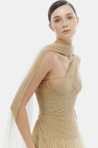 Gold Draped Maxi Dress - Montsand