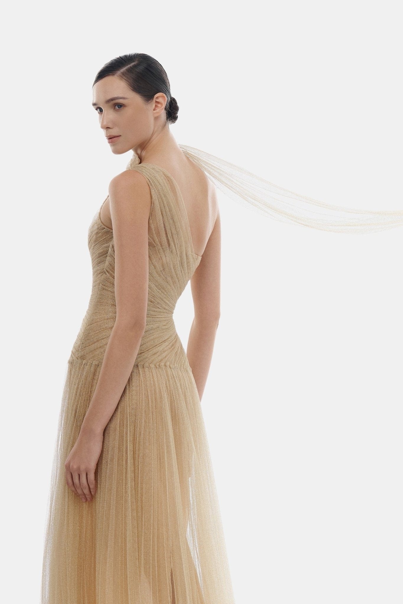 Gold Draped Midi Dress - Montsand