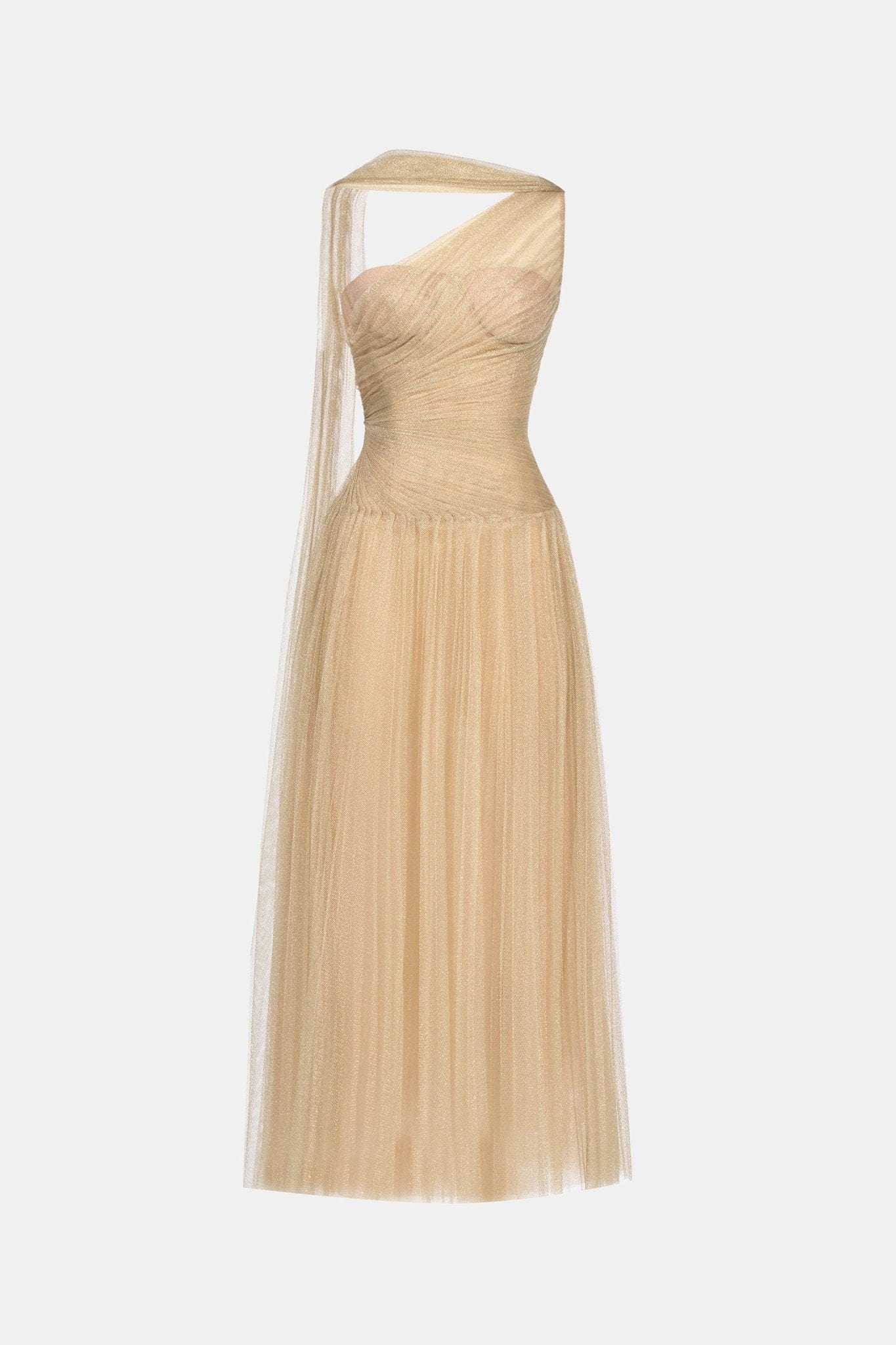 Gold Draped Midi Dress - Montsand