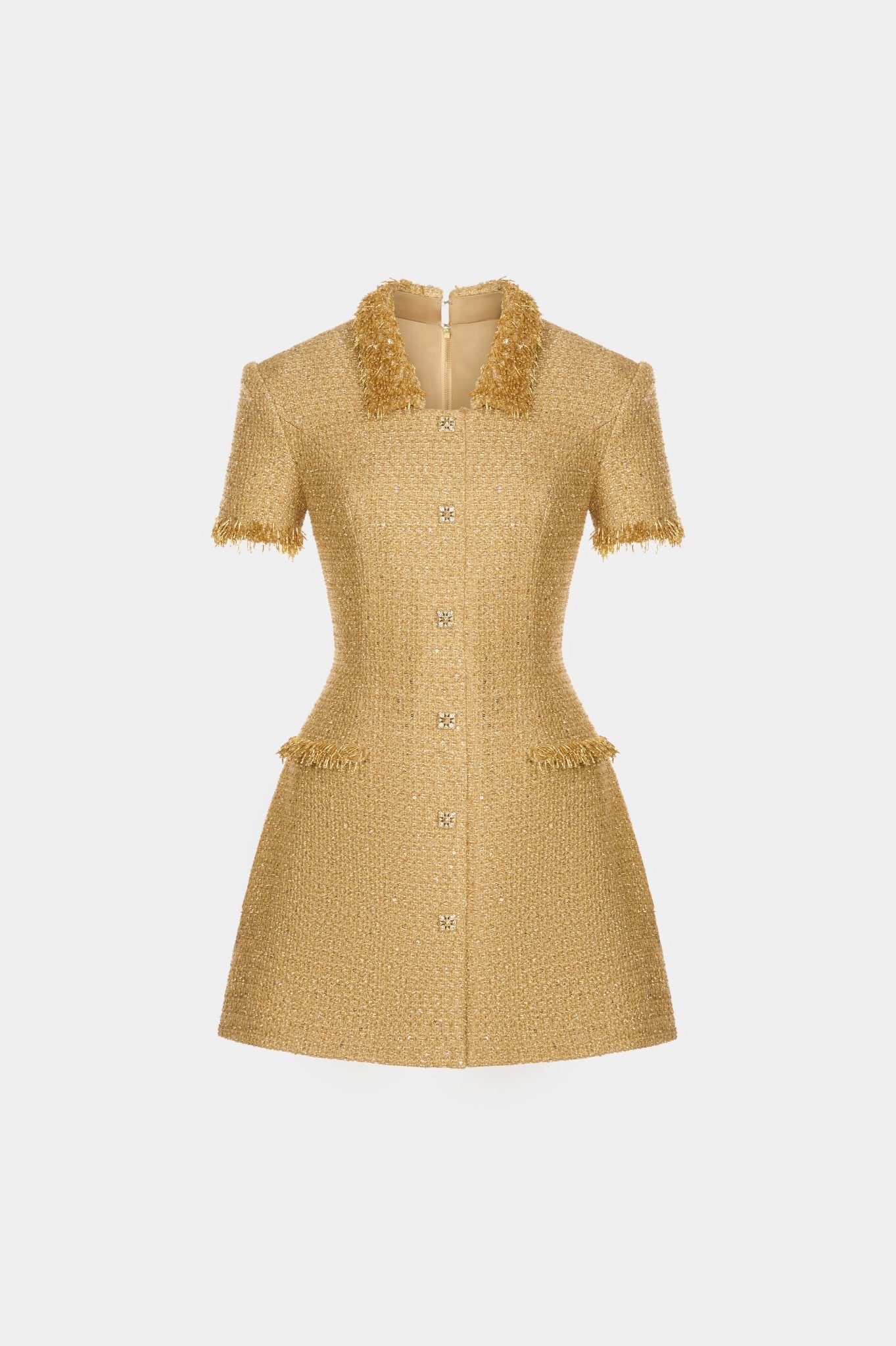 Gold Embellished Mini Dress - Montsand