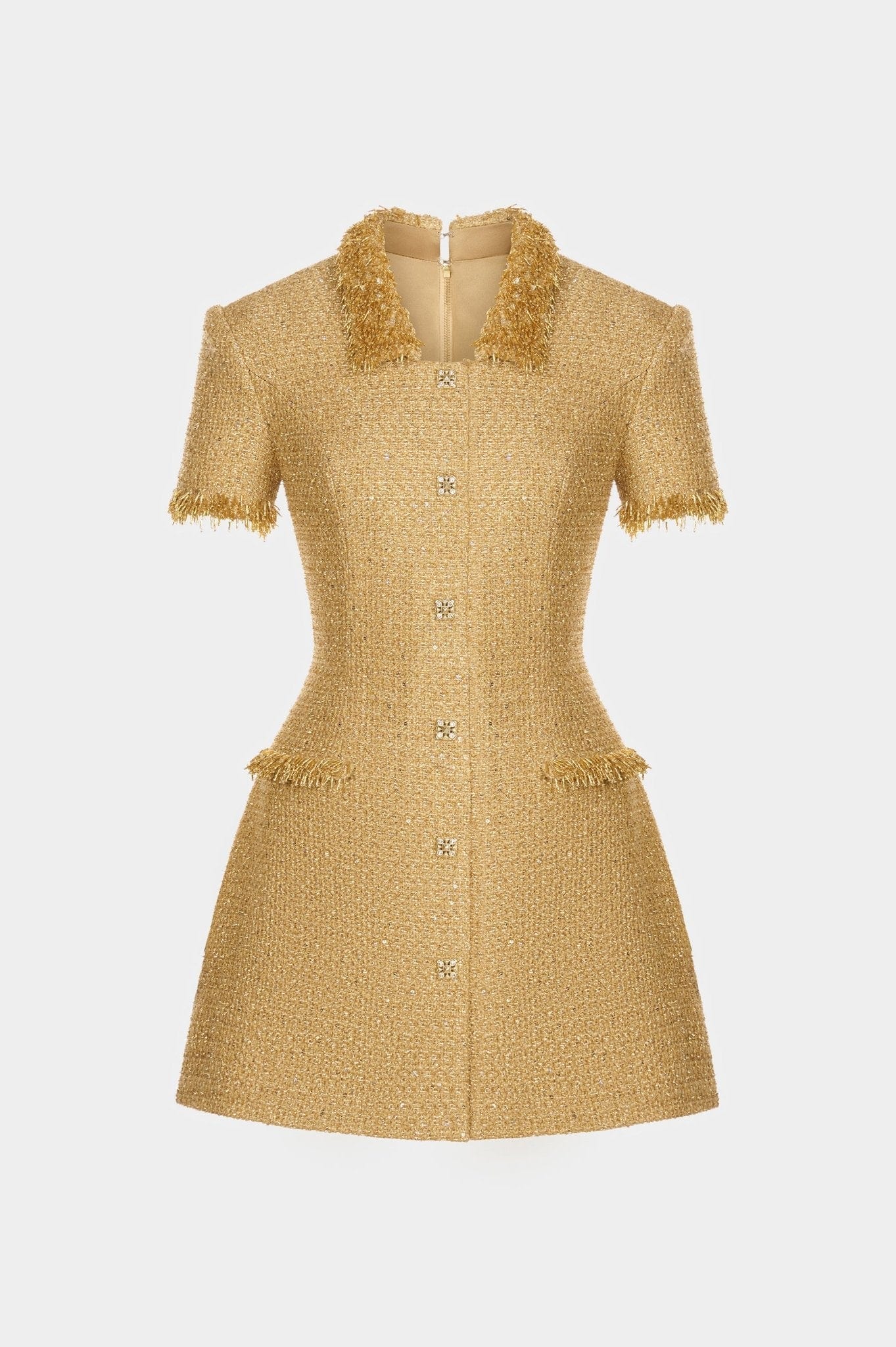 Gold Embellished Mini Dress - Montsand