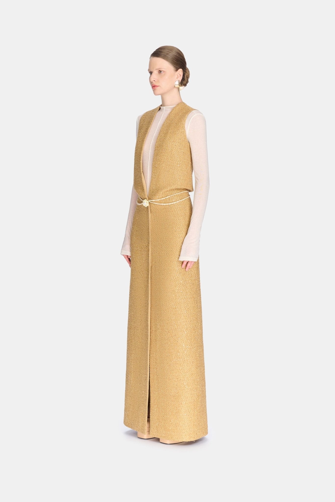 gold tweed dress Gold Harmonia Tweed Dress XS