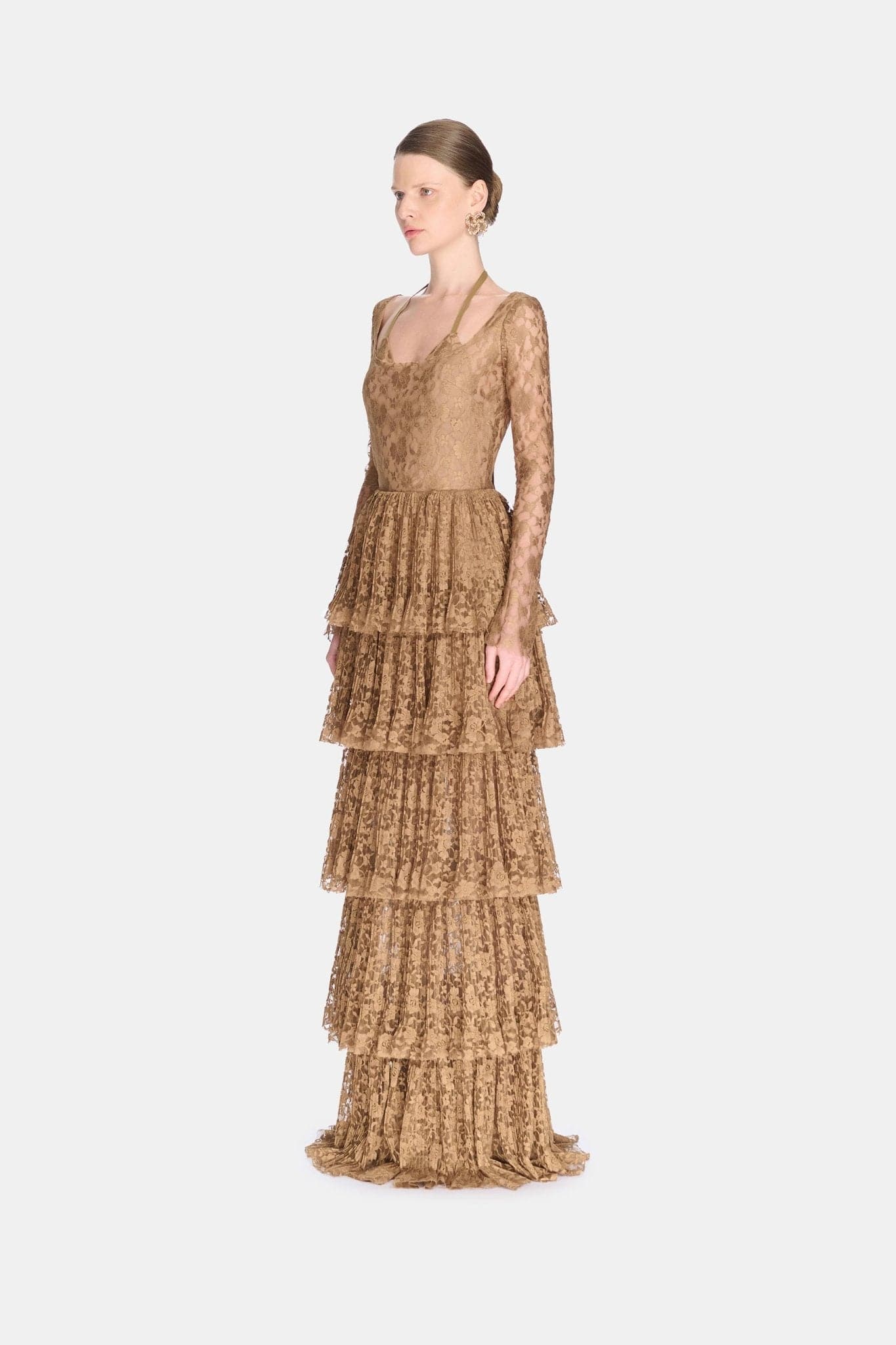Gold Lace Layered Dress - Montsand