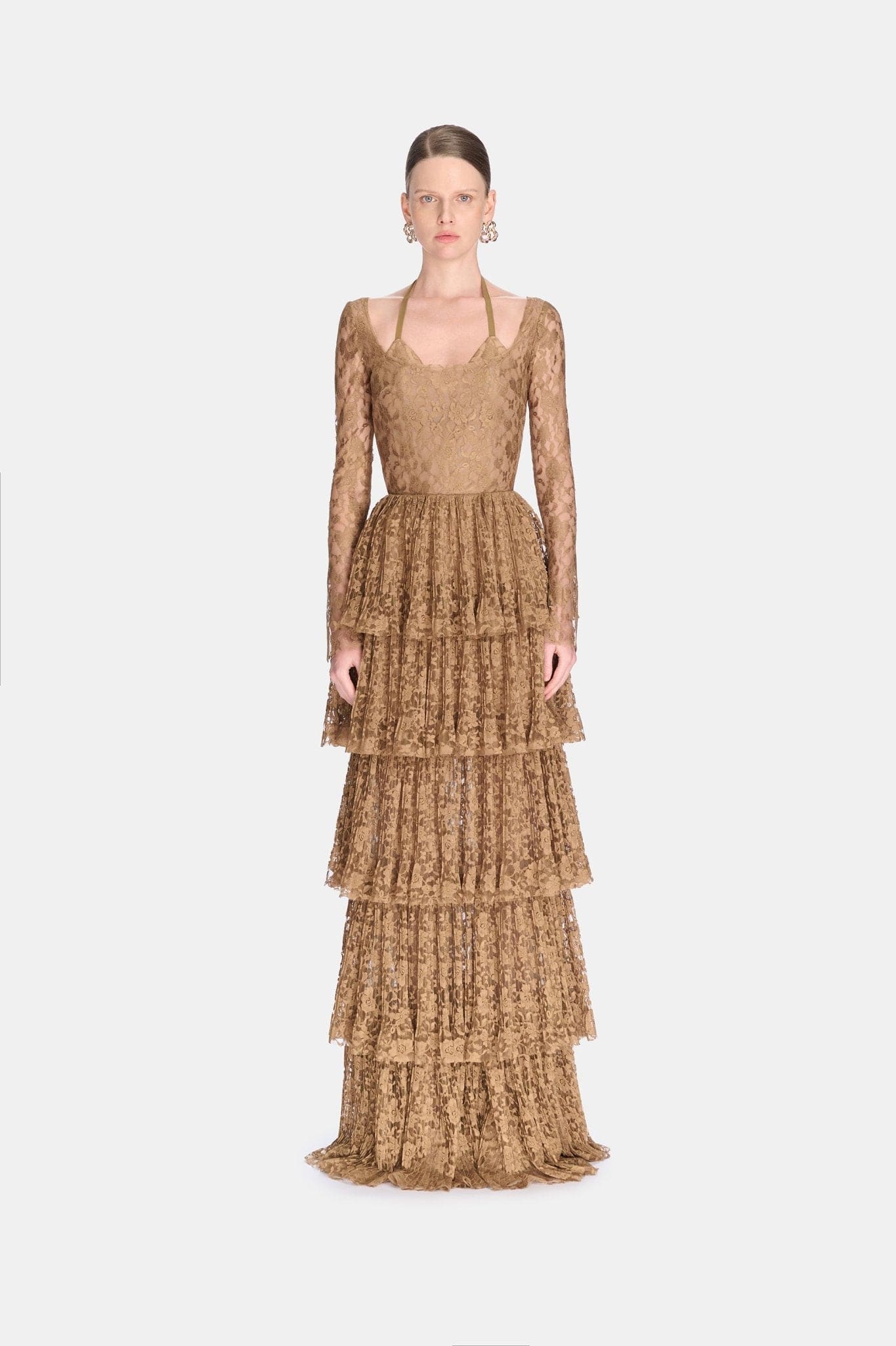 Gold Lace Layered Dress - Montsand