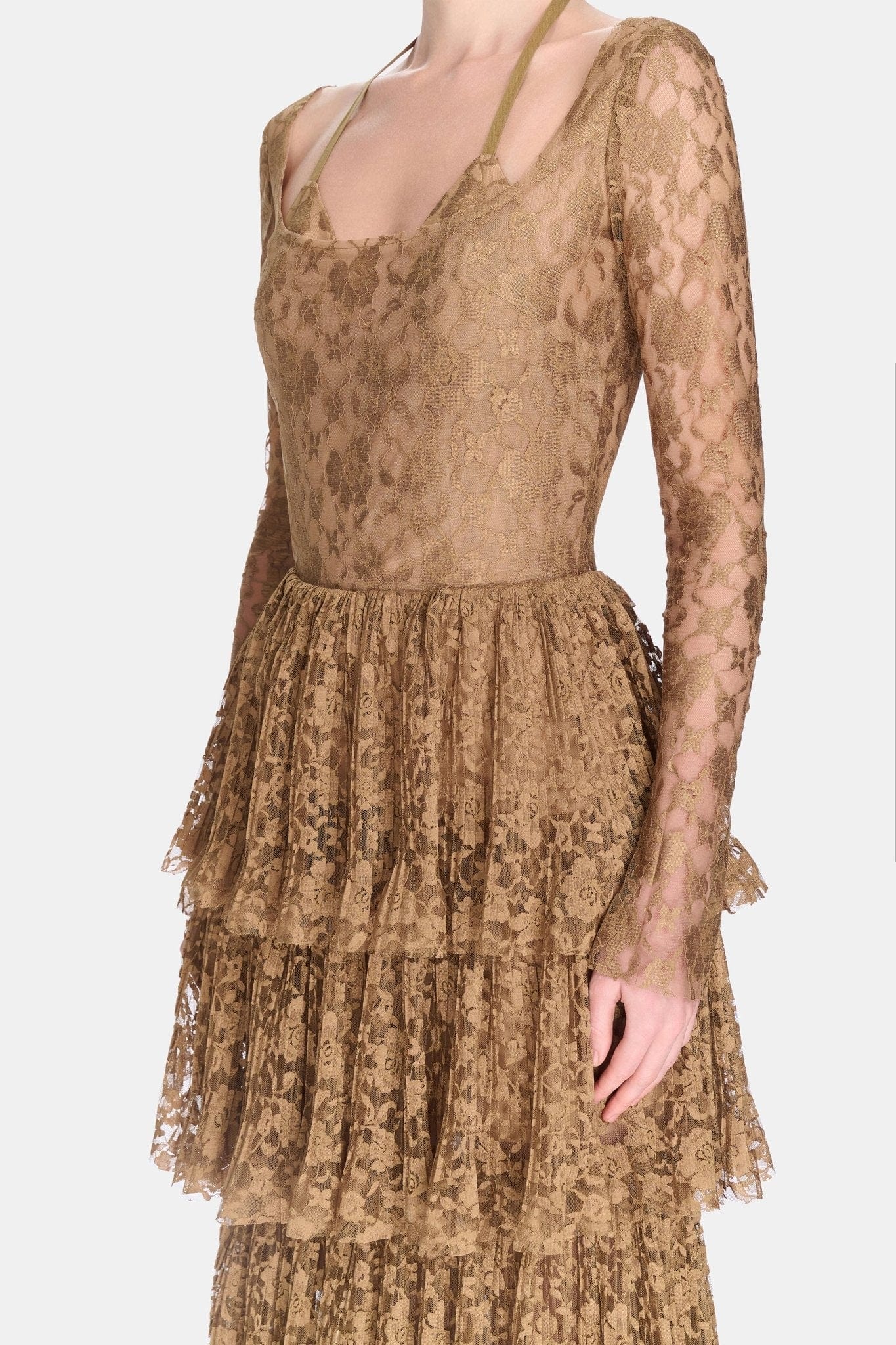 Gold Lace Layered Dress - Montsand