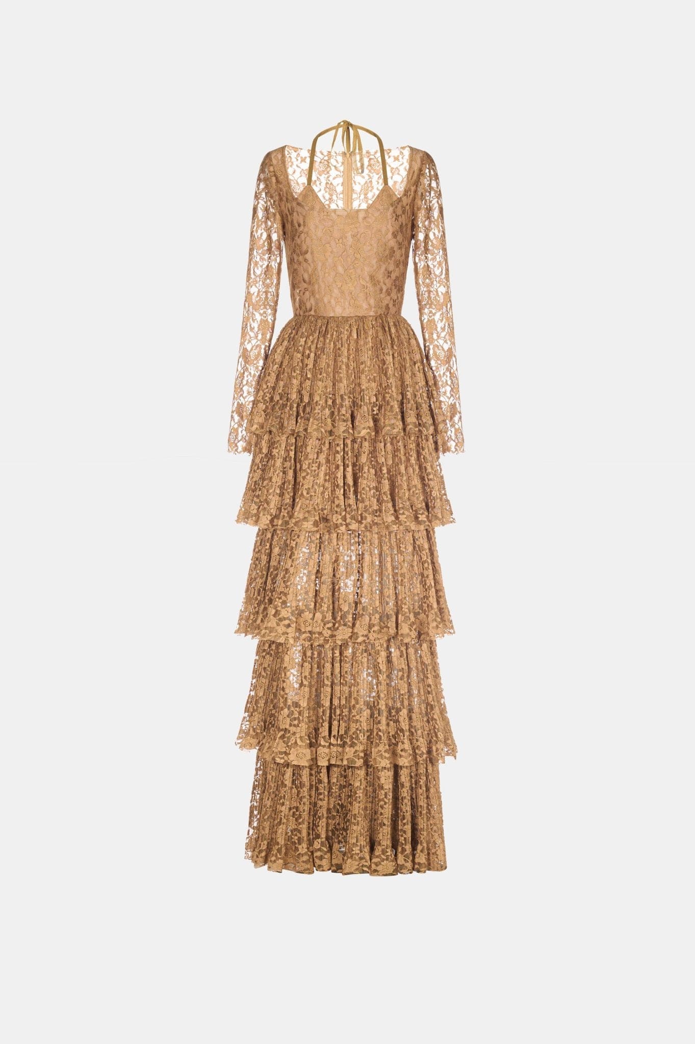Gold Lace Layered Dress - Montsand