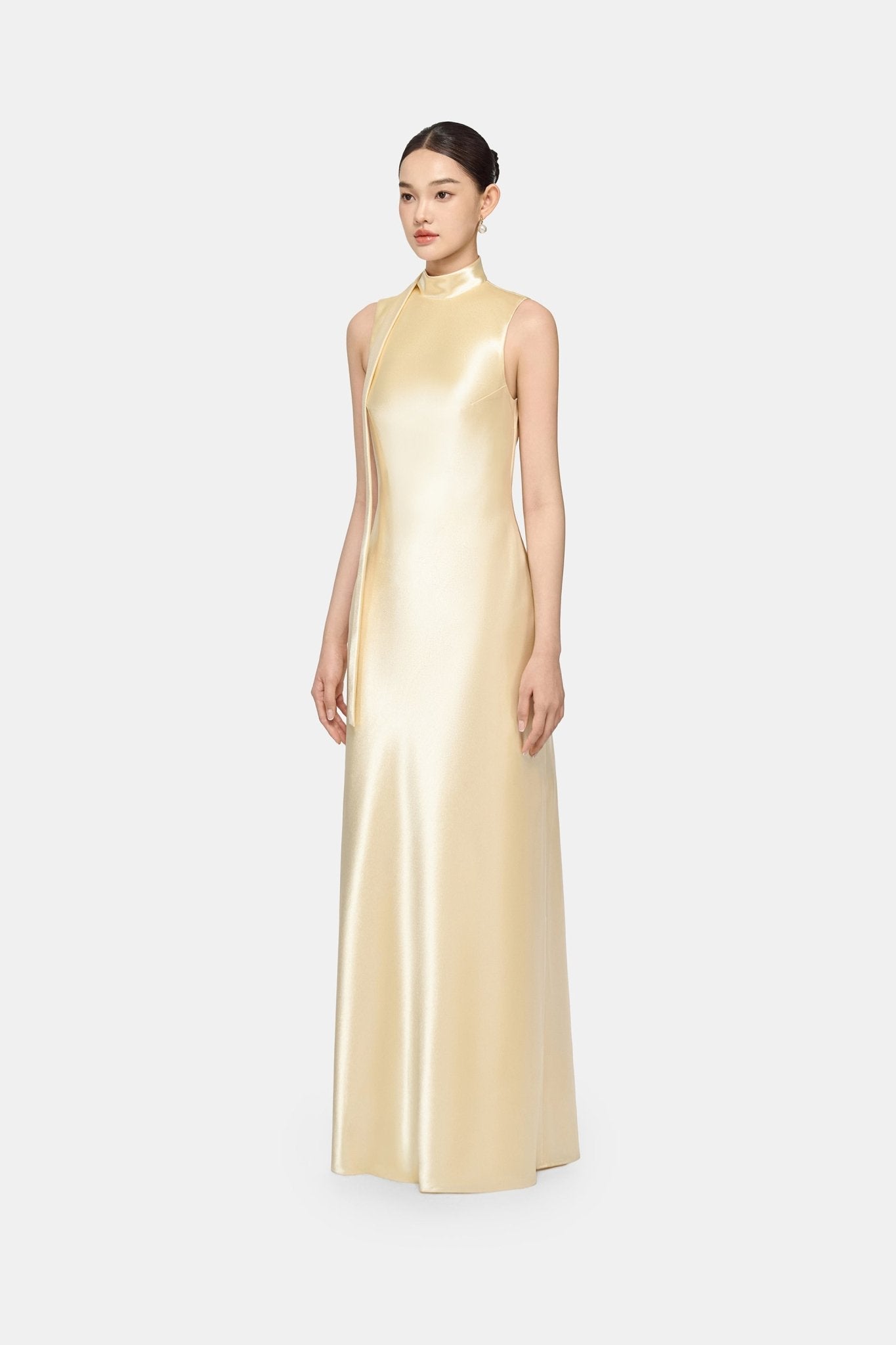 Gold Sleeveless Silk Dress - Montsand