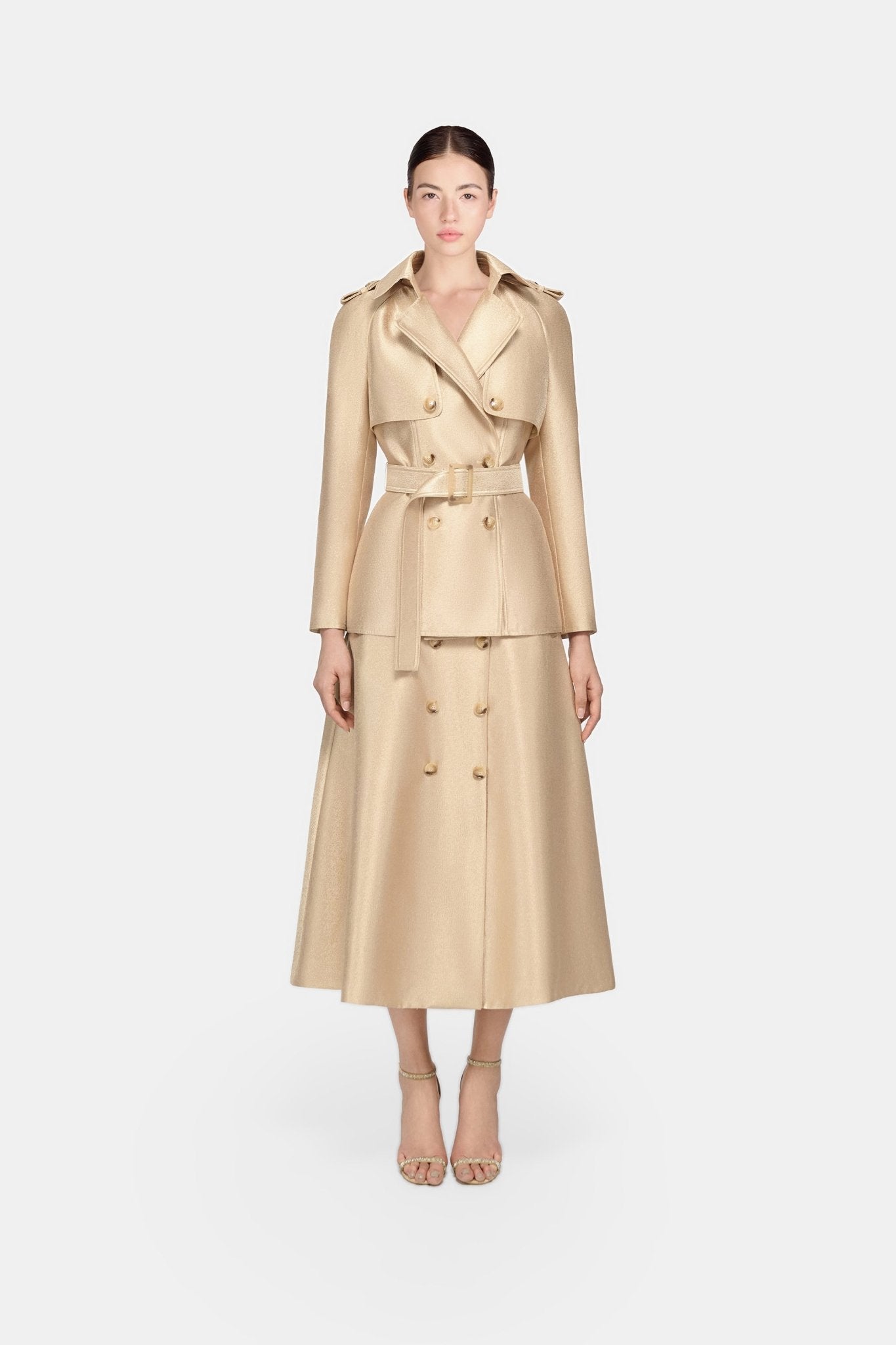 Gold Taffeta Midi Skirt - Montsand