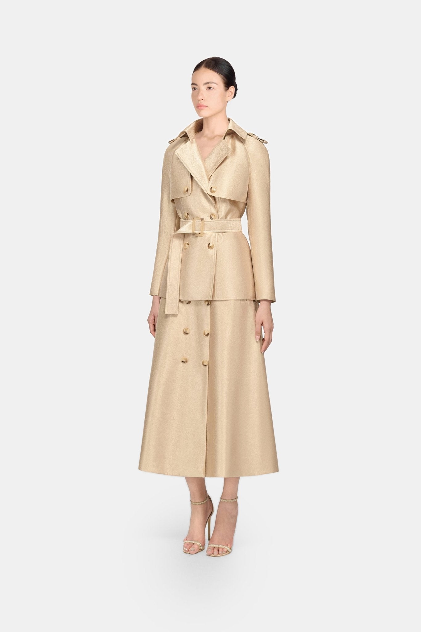 Gold Taffeta Midi Skirt - Montsand